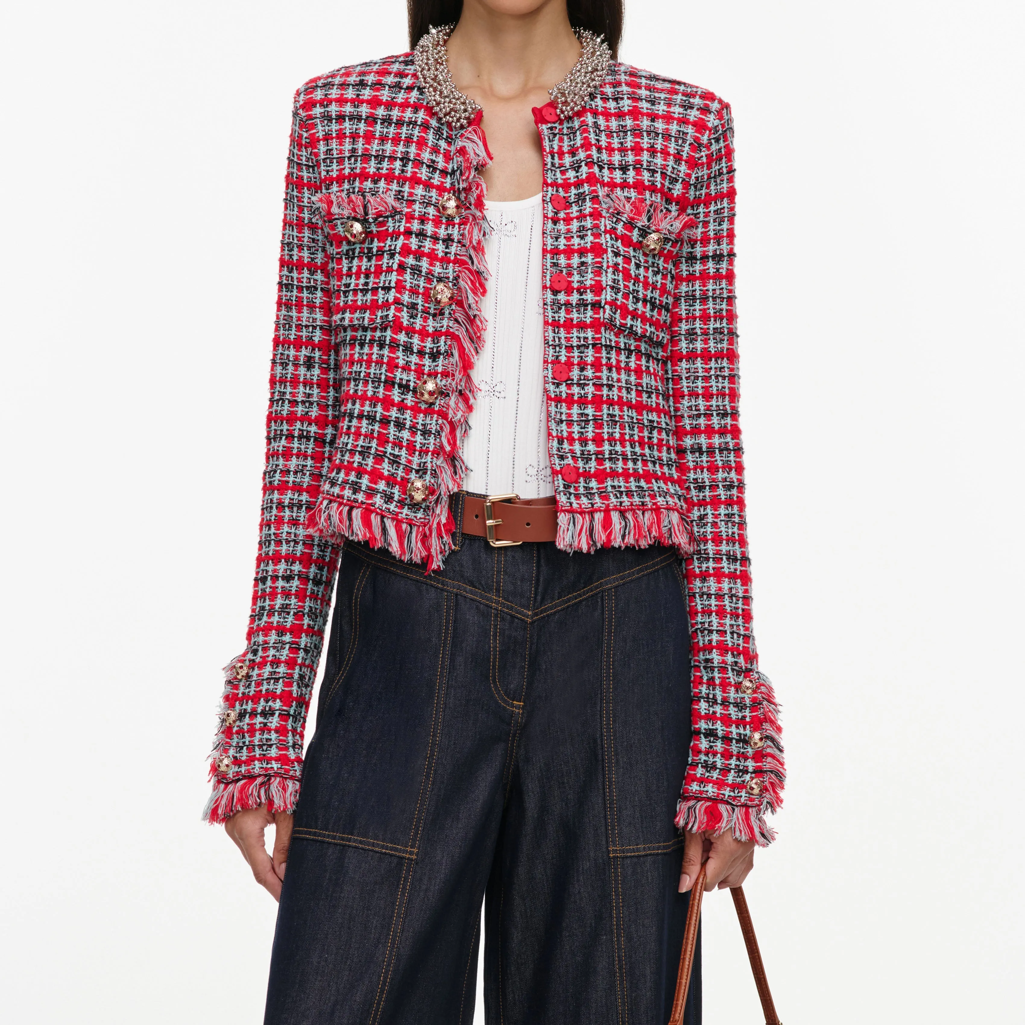Indigo Denim Straight Leg Jeans sold by Self-Portrait product image thumbnail 4