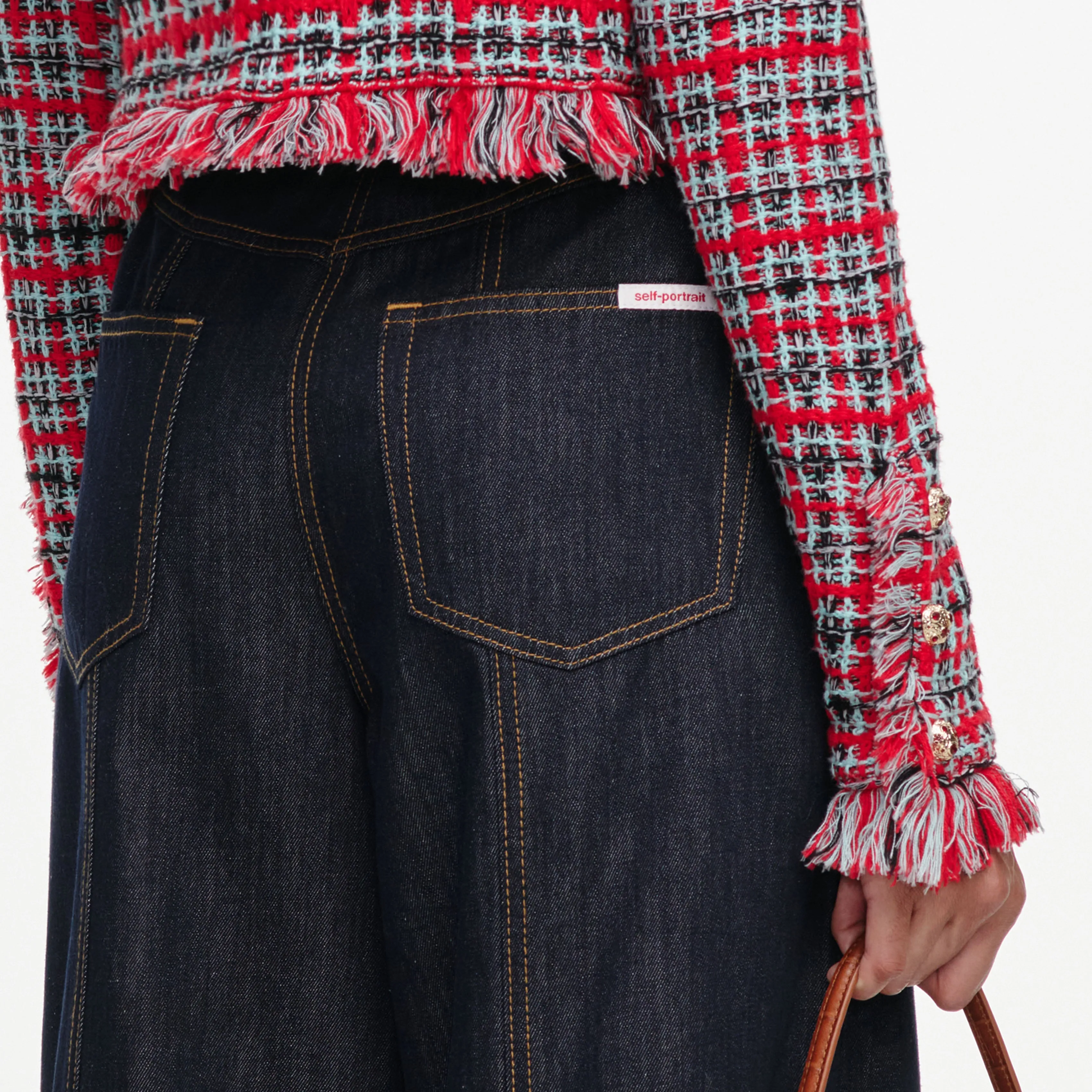 Indigo Denim Straight Leg Jeans sold by Self-Portrait product image thumbnail 5