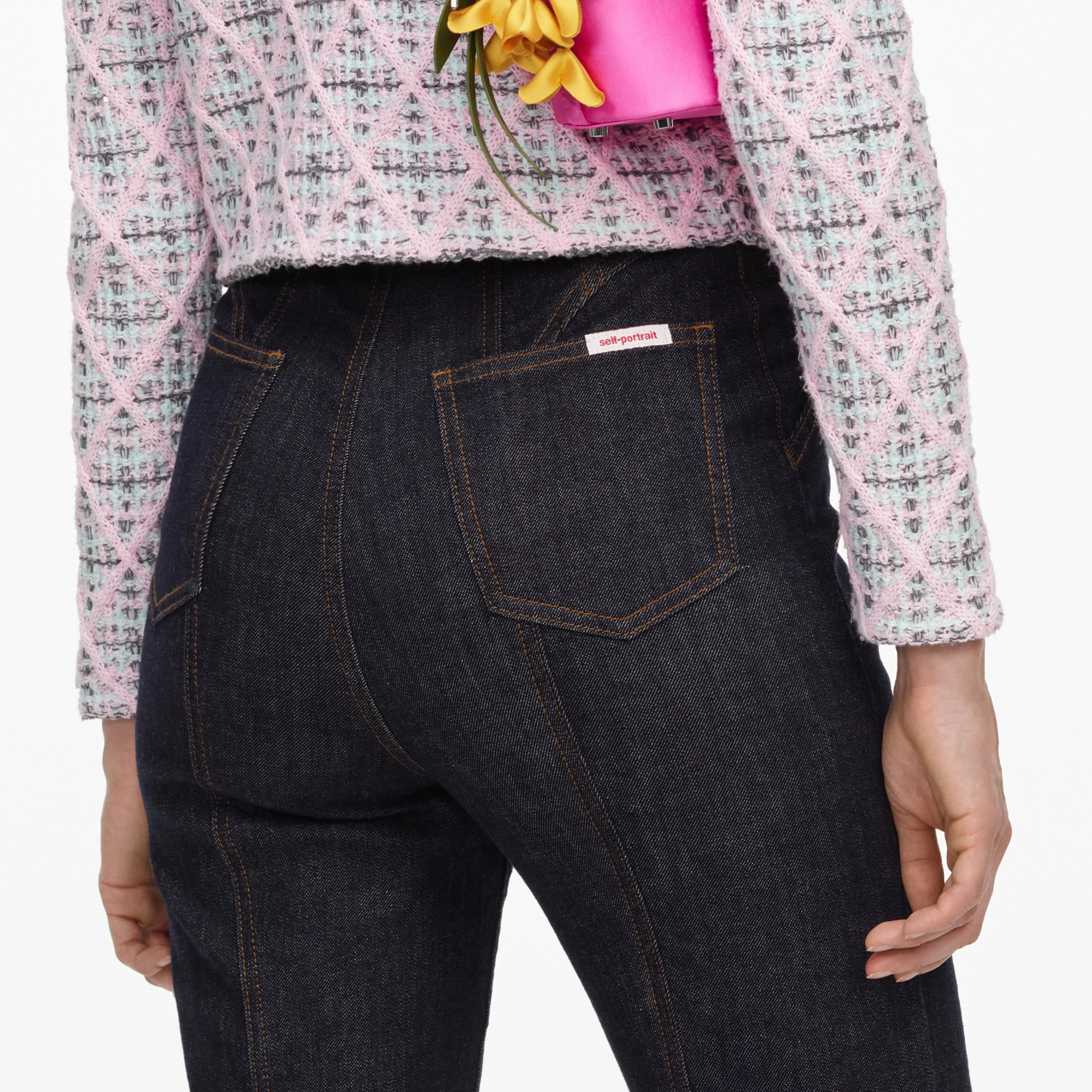 Indigo High Waisted Denim Jeans sold by Self-Portrait product image thumbnail 5