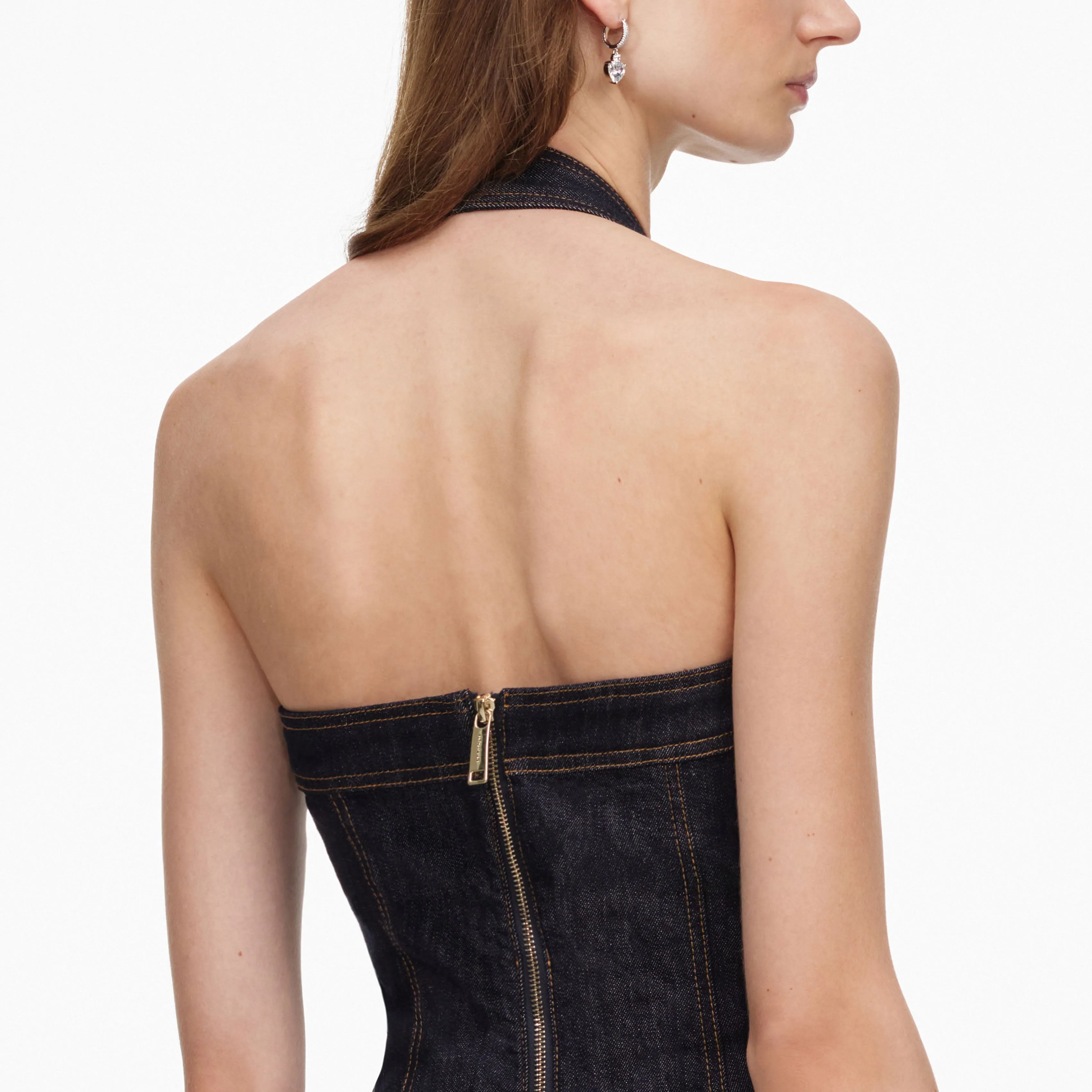 Indigo Denim Halterneck Midi Dress sold by Self-Portrait product image thumbnail 5