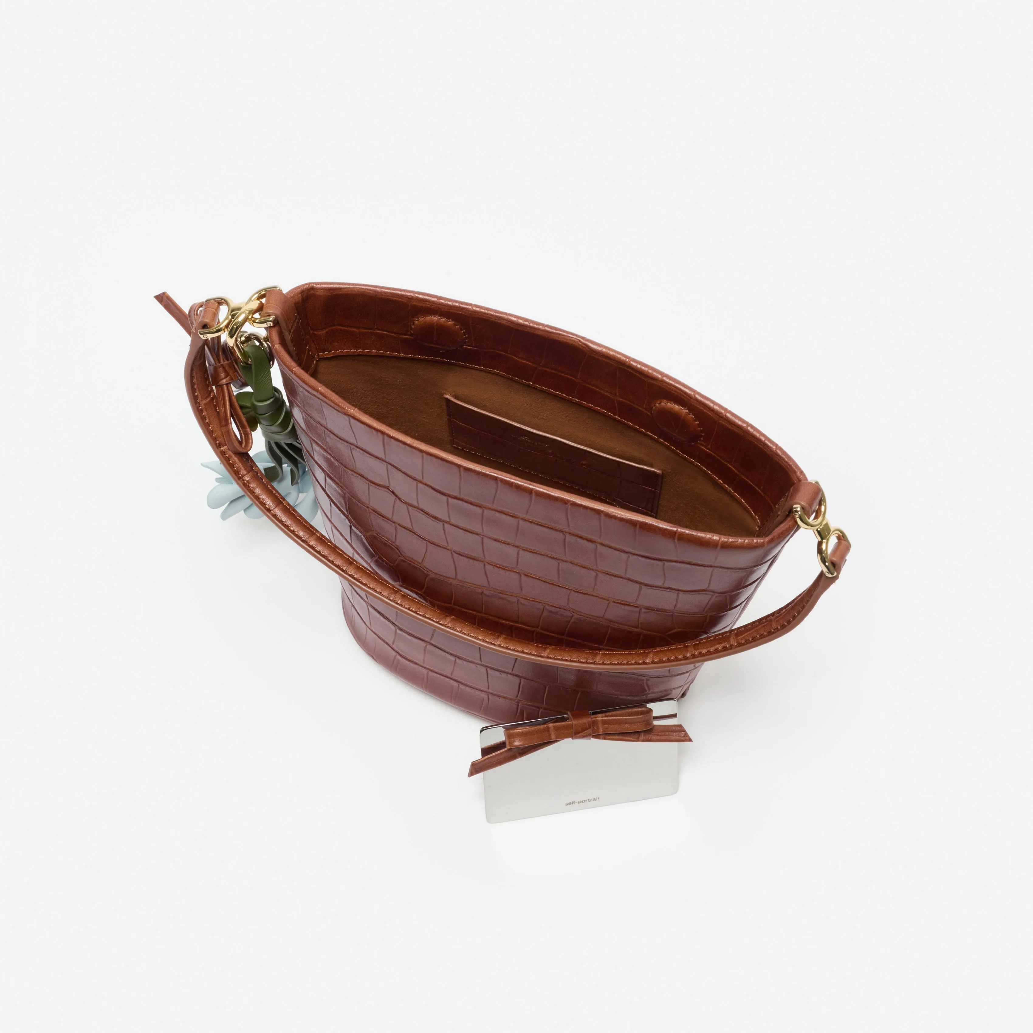 Brown Leather Bucket Bag sold by Self-Portrait product image thumbnail 4
