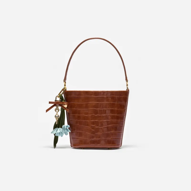 Brown Leather Bucket Bag made by Self-Portrait