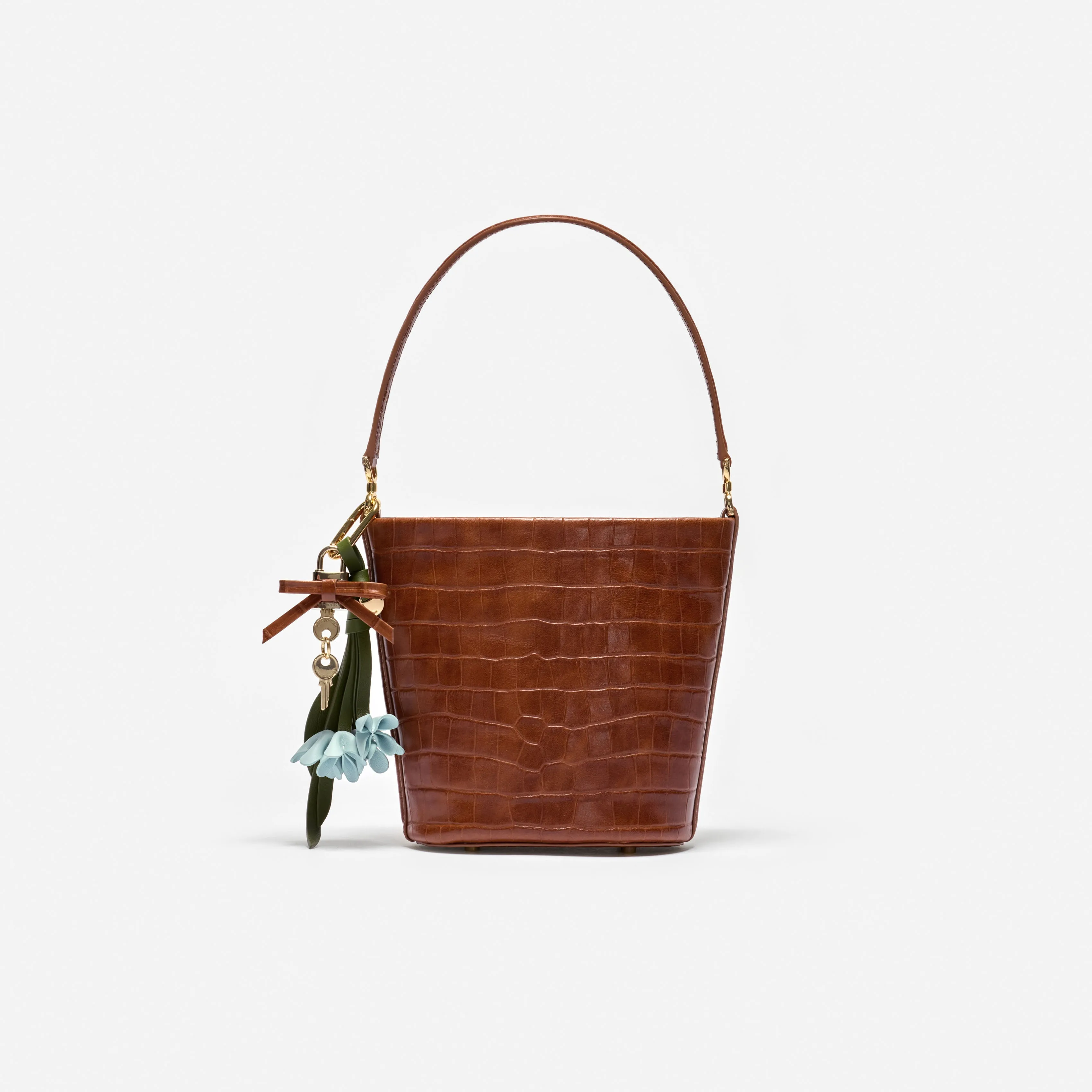 Brown Leather Bucket Bag sold by Self-Portrait