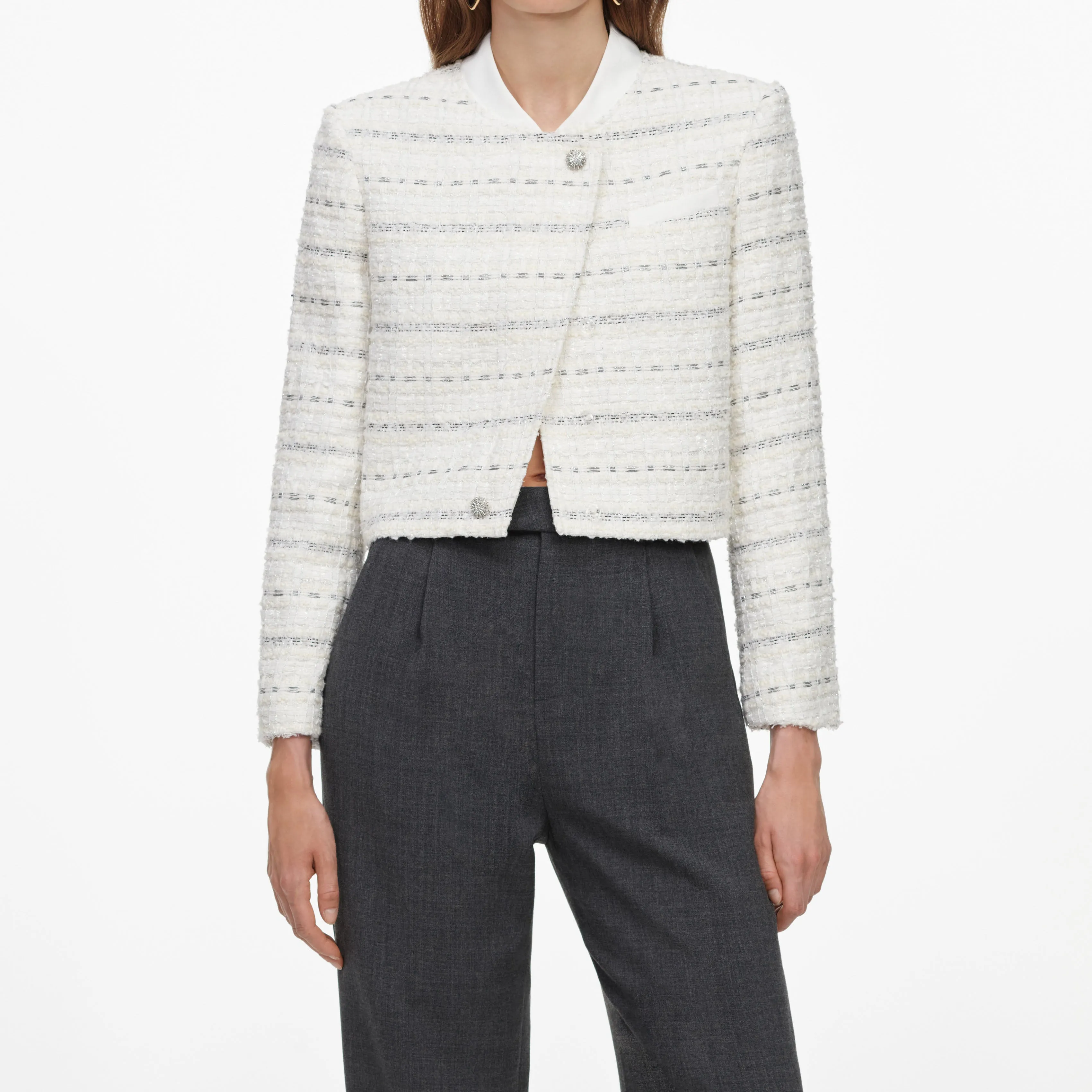 White Boucle Boxy Jacket sold by Self-Portrait product image thumbnail 4