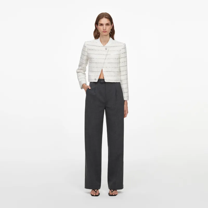 White Boucle Boxy Jacket made by Self-Portrait