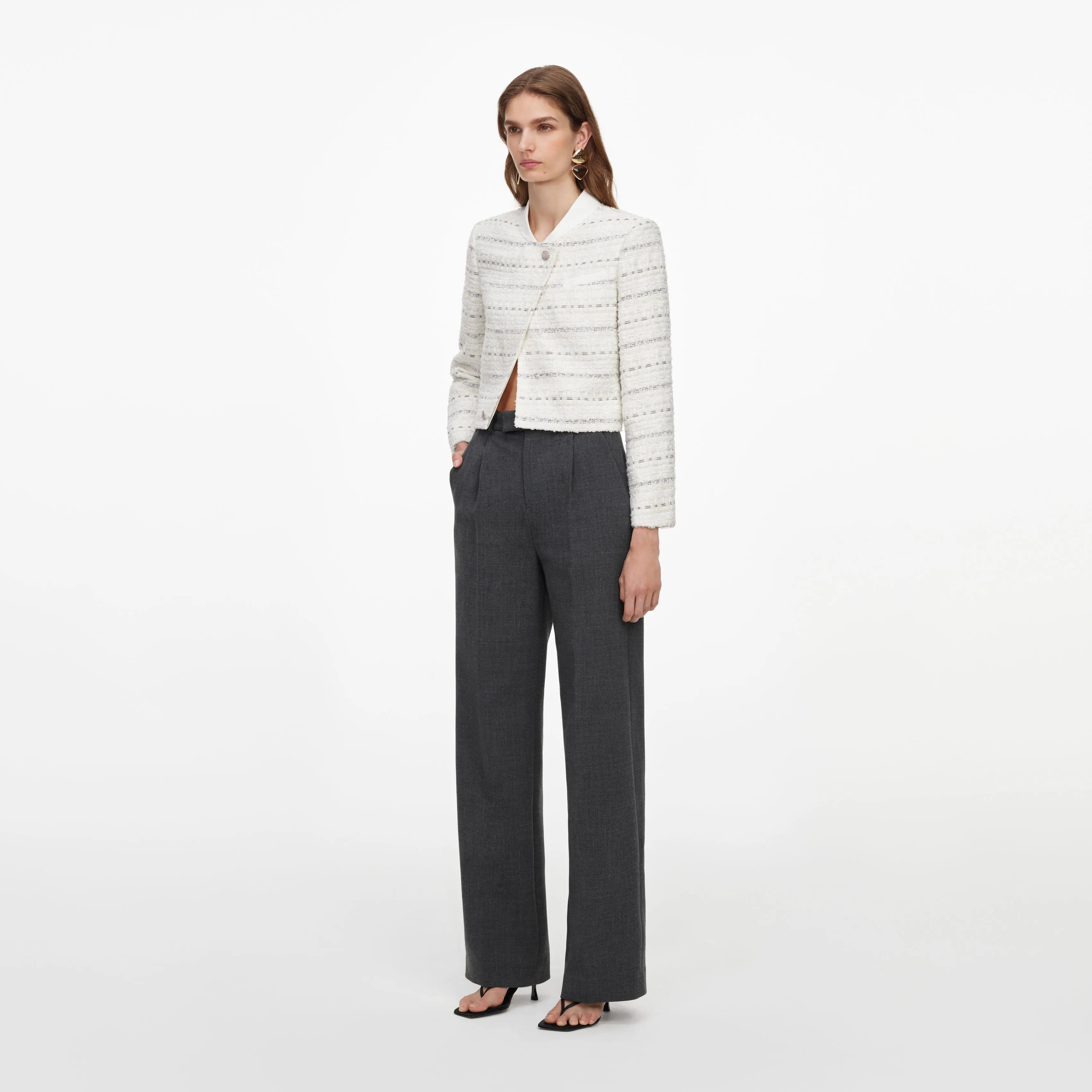 White Boucle Boxy Jacket sold by Self-Portrait product image thumbnail 2