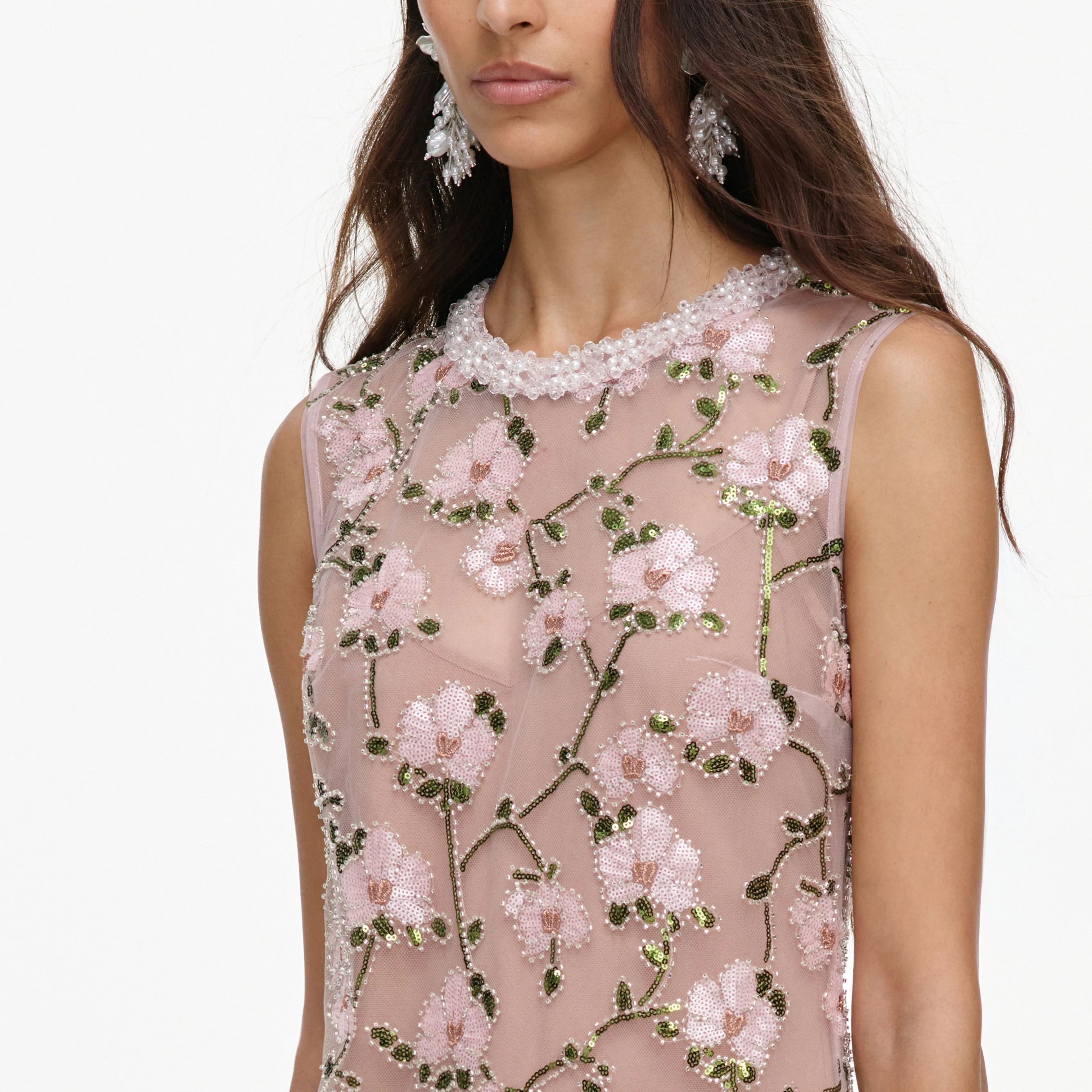 Pink Floral Sequin Embellished Mini Dress sold by Self-Portrait product image thumbnail 5