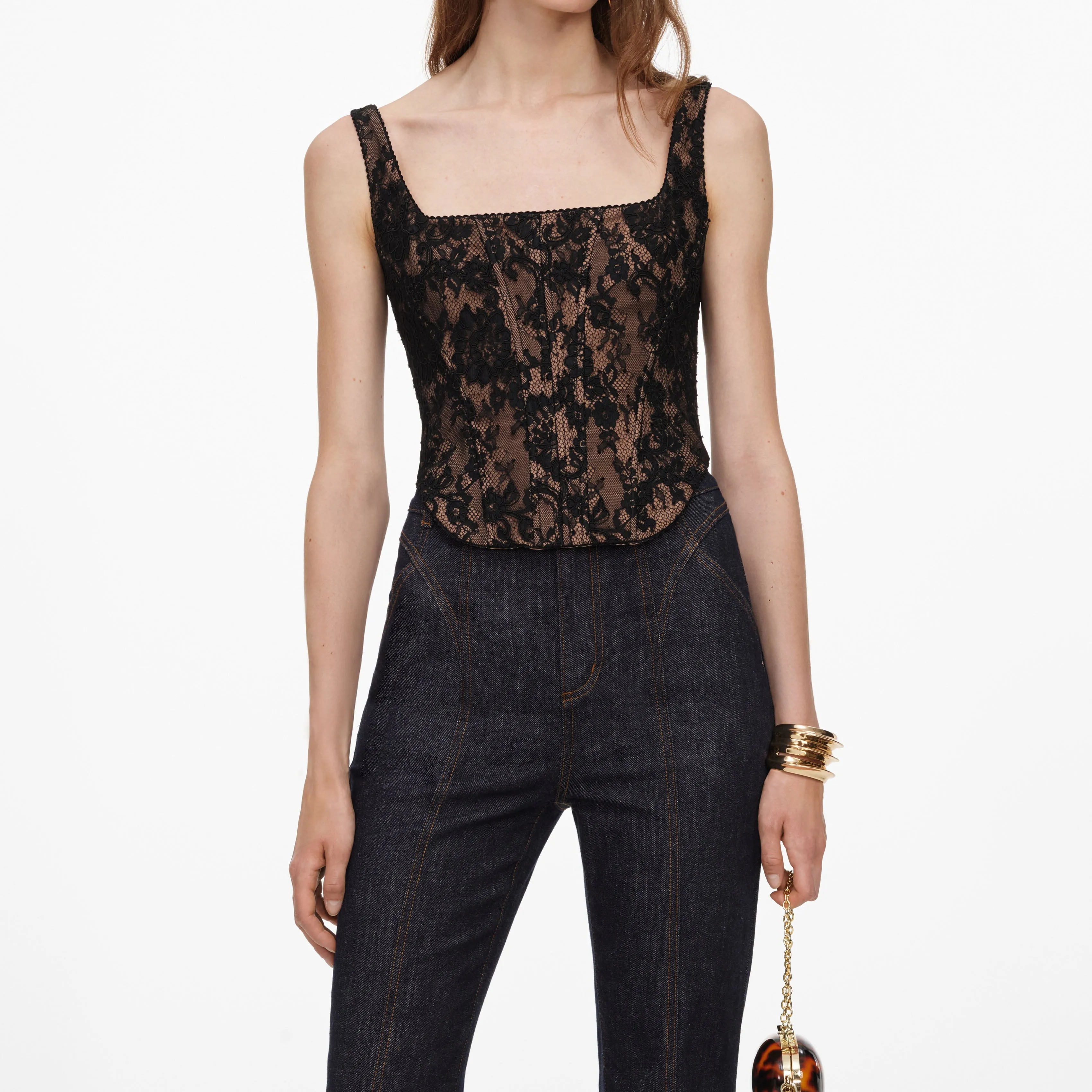 Black Lace Corset Top sold by Self-Portrait product image thumbnail 4