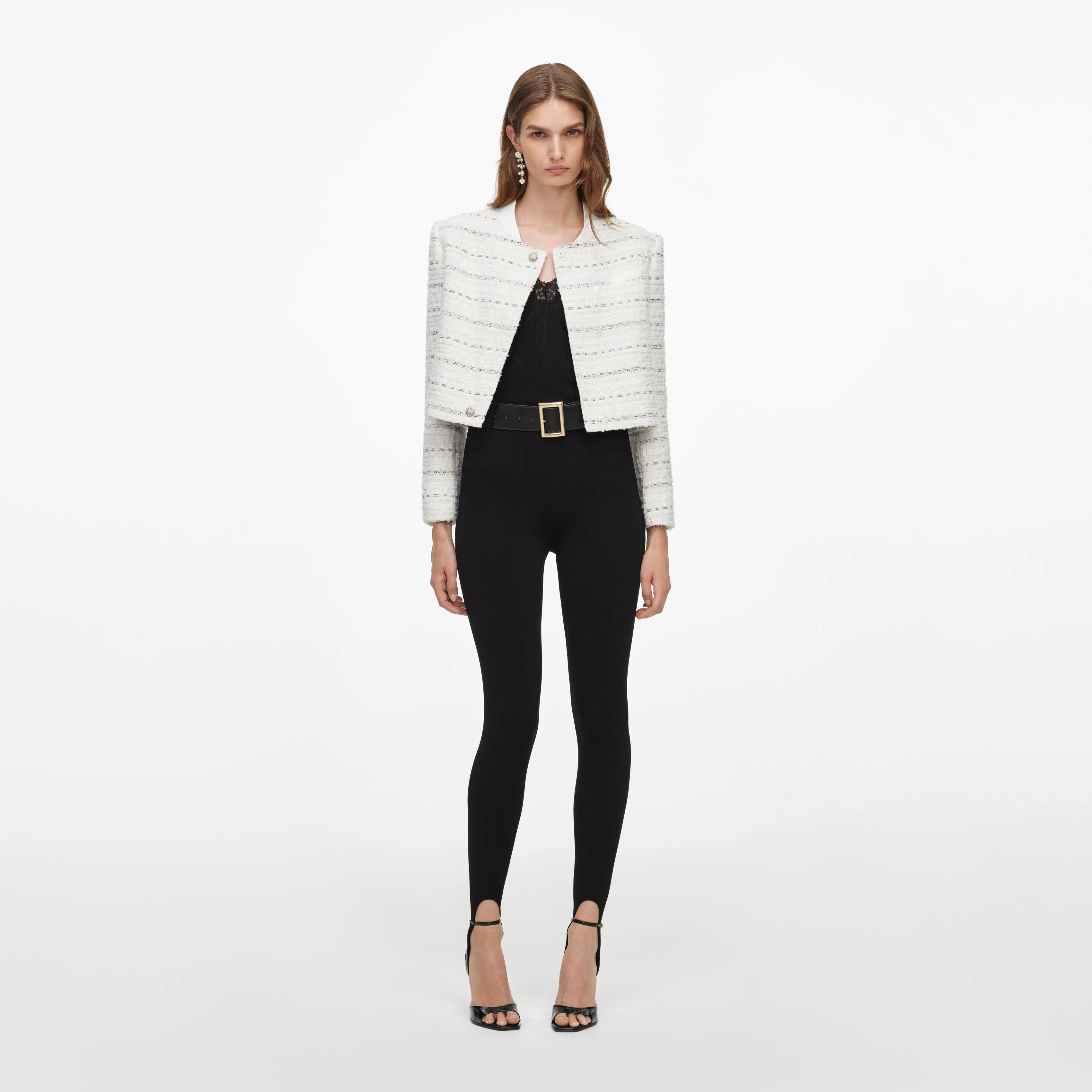 Black Knit Stirrup Leggings sold by Self-Portrait