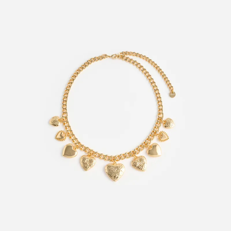 Gold Heart Charm Necklace made by Self-Portrait