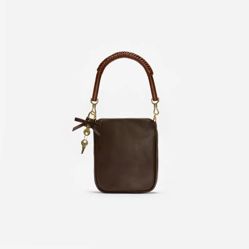 Brown Leather Mini Tote Bag made by Self-Portrait
