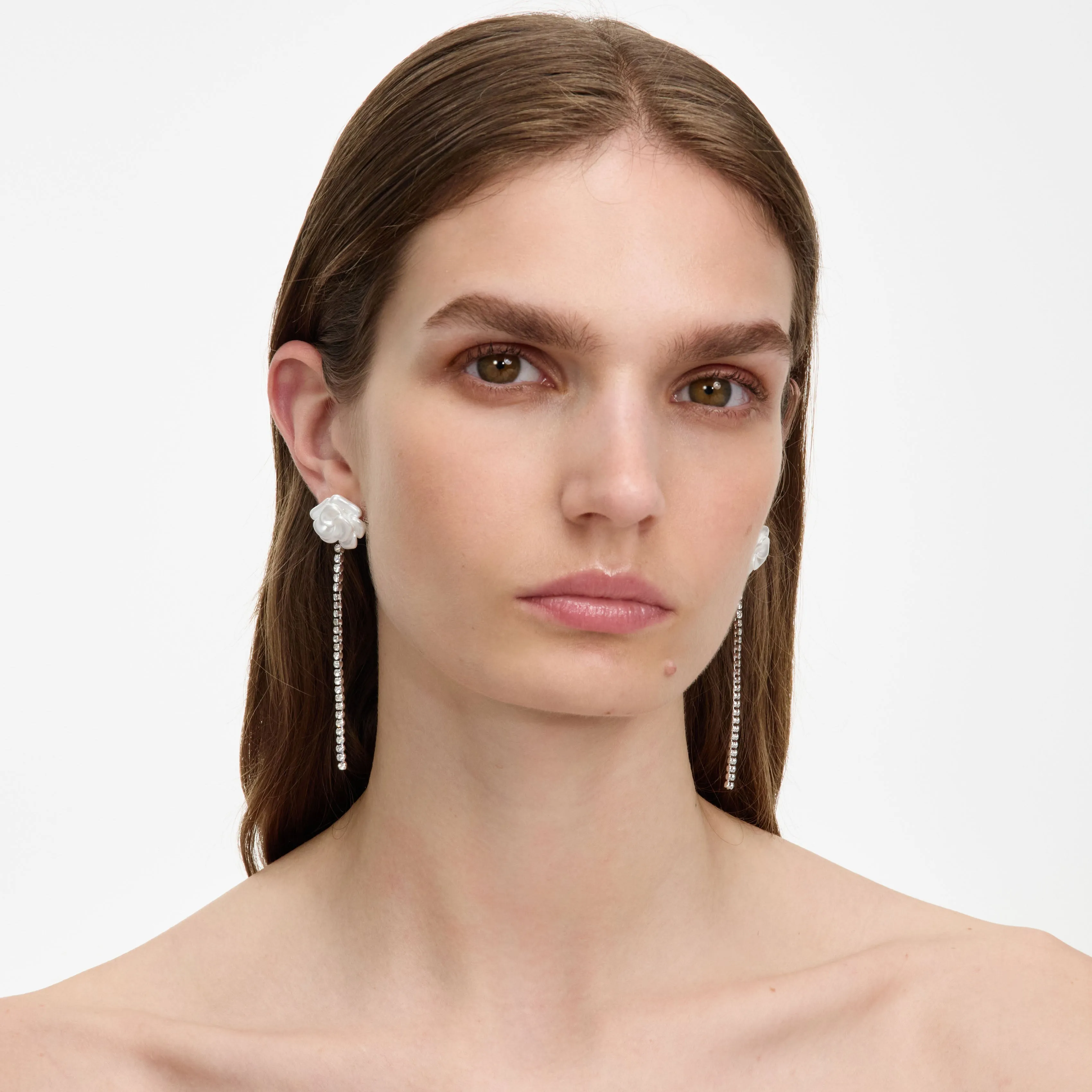 Pearl Flower Crystal Droplet Earring sold by Self-Portrait product image thumbnail 4