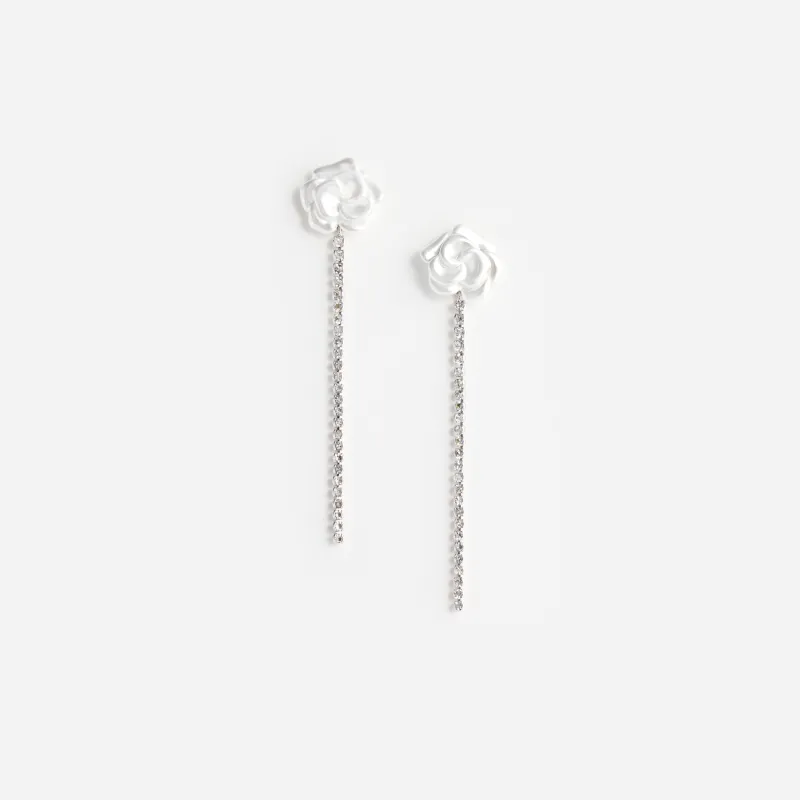 Pearl Flower Crystal Droplet Earring made by Self-Portrait