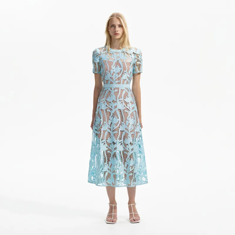Light Blue Lace Midi Dress made by Self-Portrait