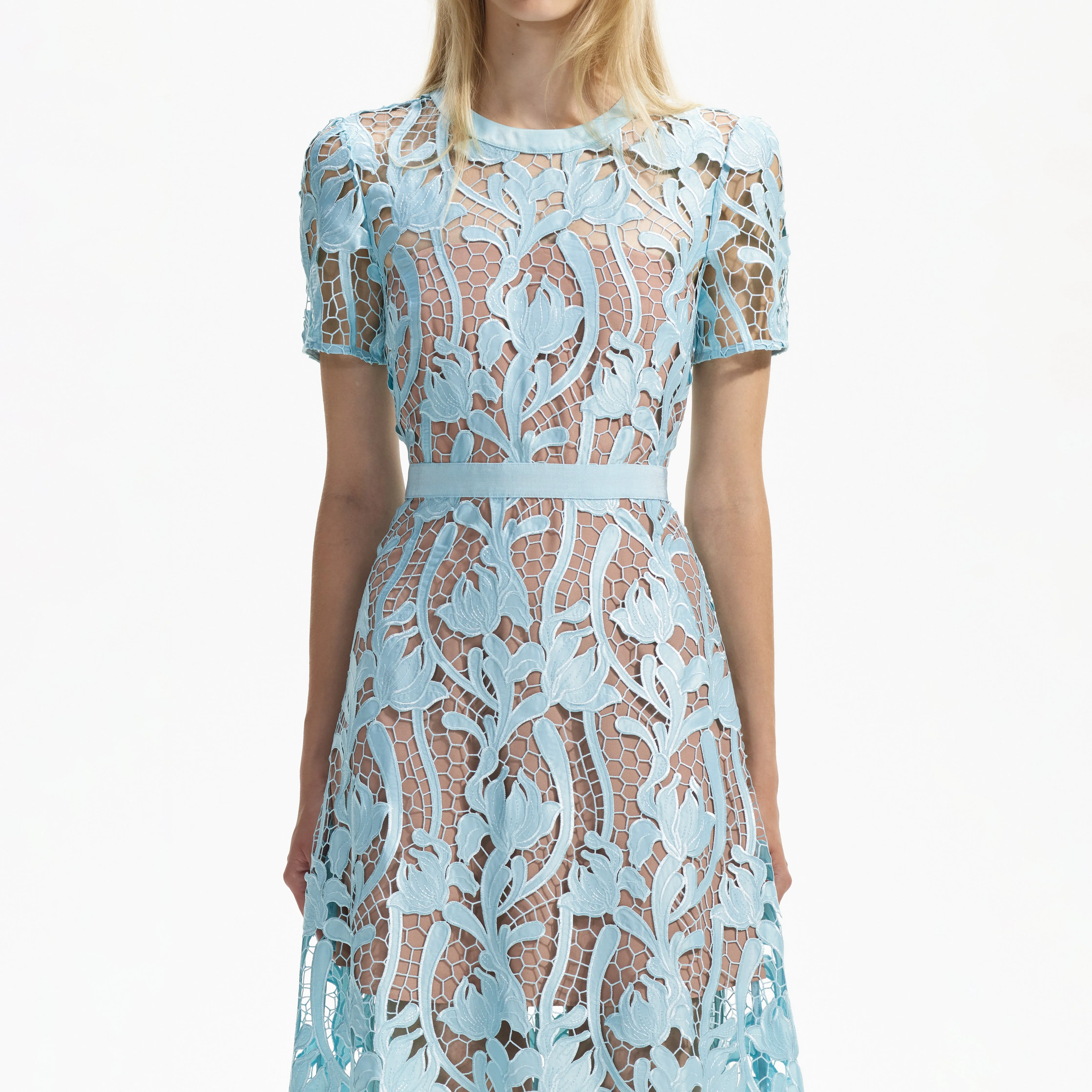 Light Blue Lace Midi Dress sold by Self-Portrait product image thumbnail 4