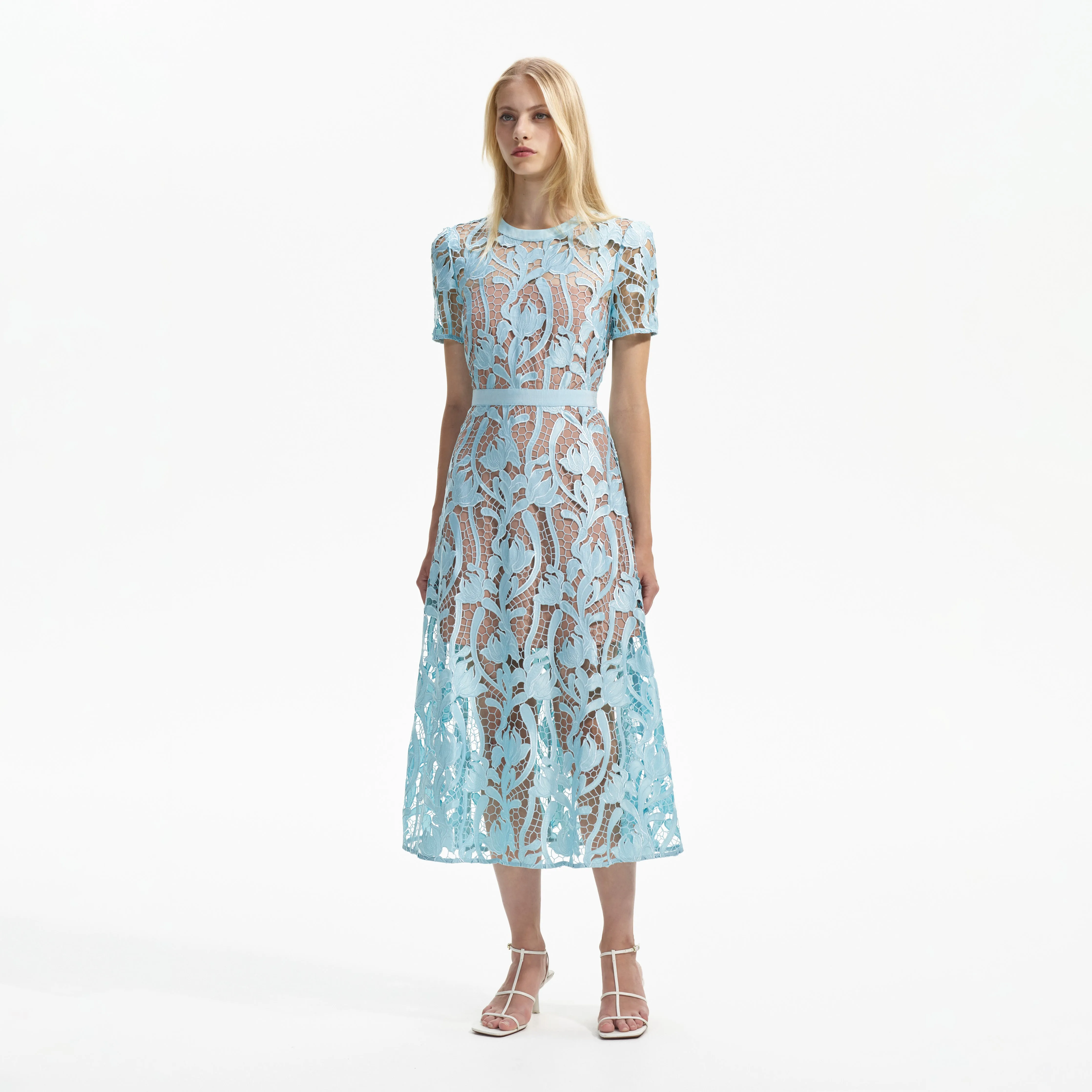 Light Blue Lace Midi Dress sold by Self-Portrait product image thumbnail 2