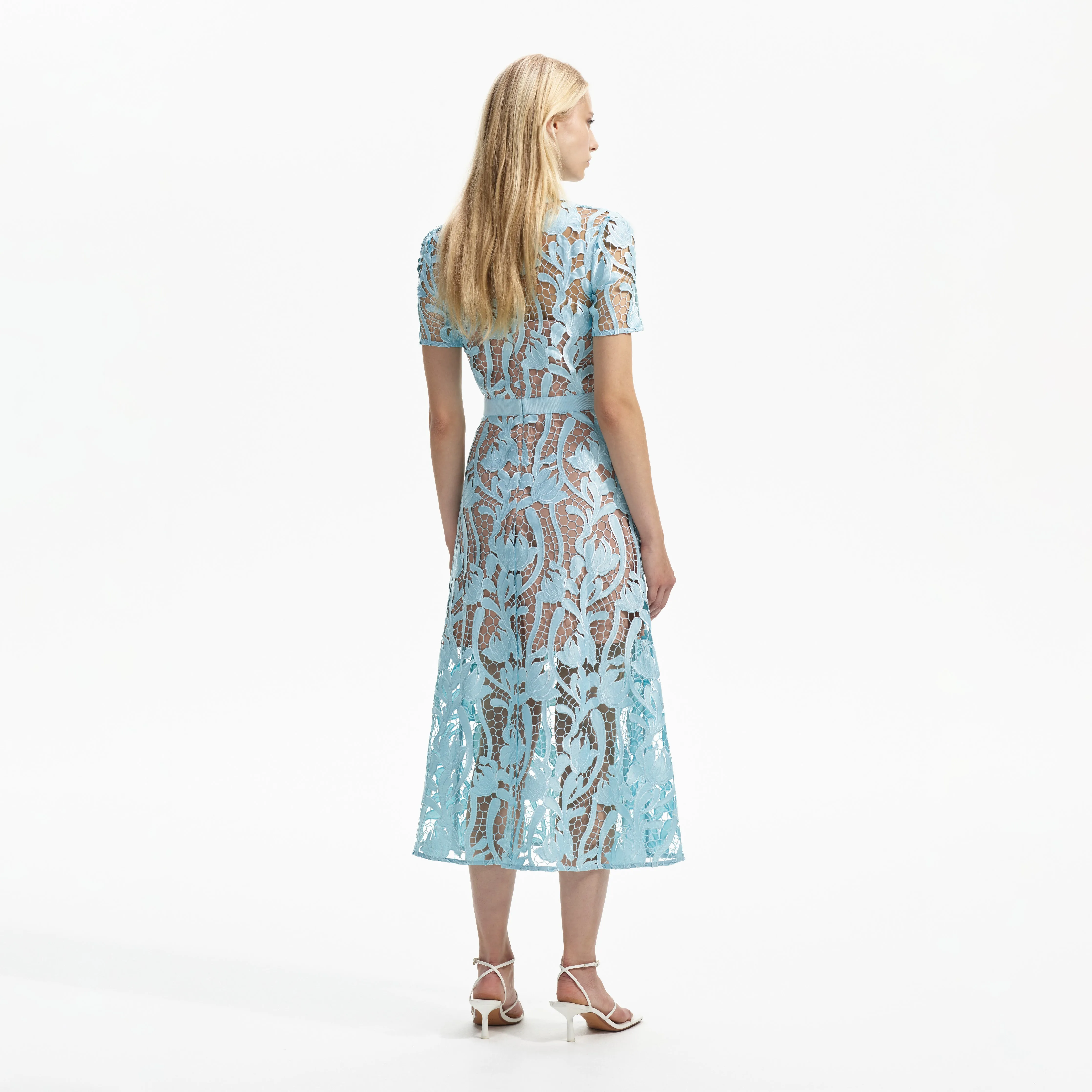 Light Blue Lace Midi Dress sold by Self-Portrait product image thumbnail 3