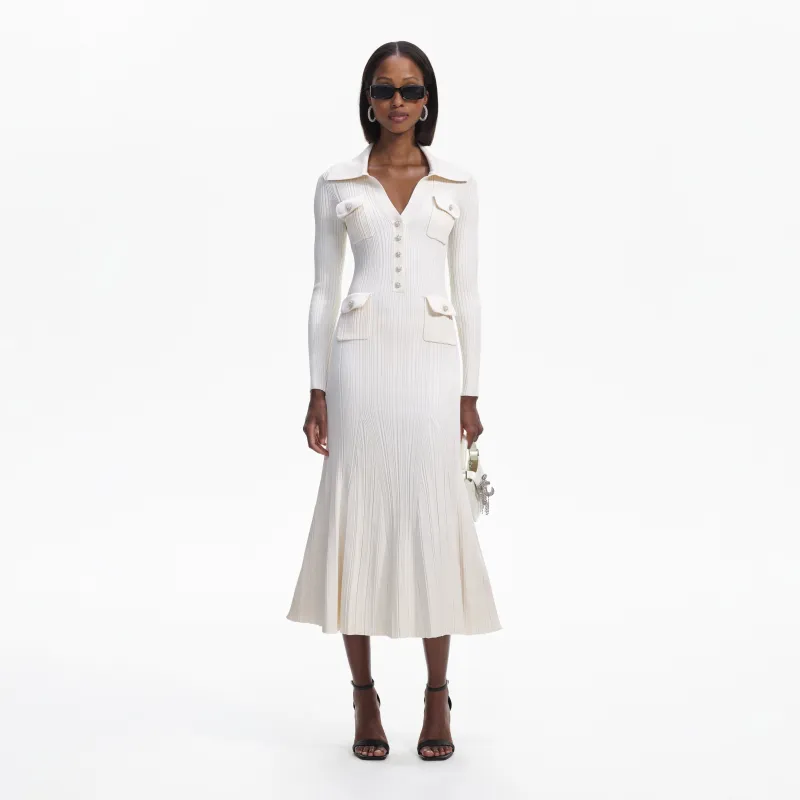Cream Knit Midi Dress made by Self-Portrait
