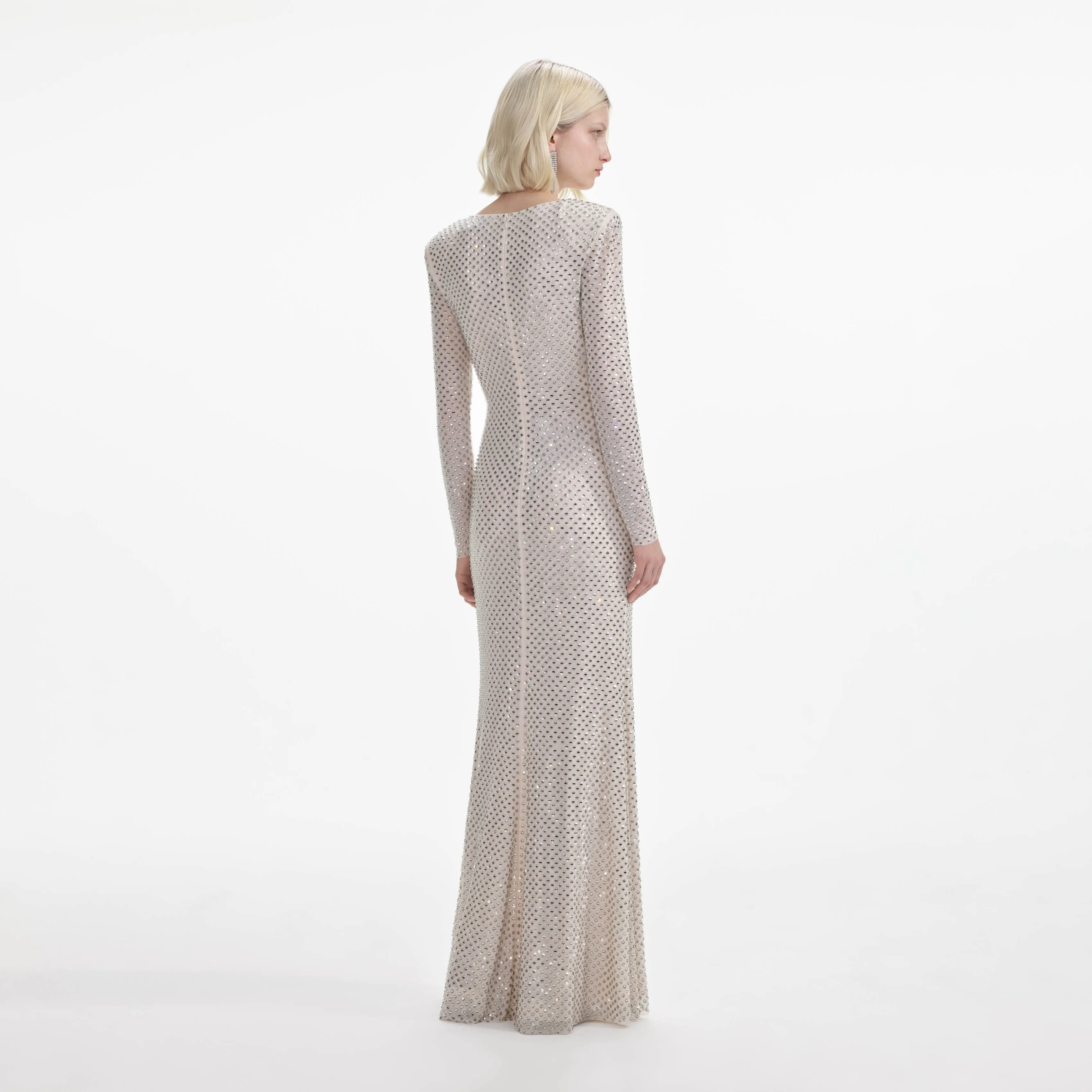 Cream Rhinestone Keyhole Maxi Dress sold by Self-Portrait product image thumbnail 3