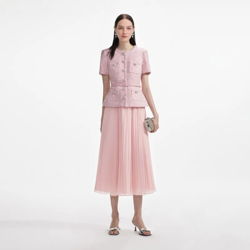 Pink Boucle Sequin Midi Dress made by Self-Portrait