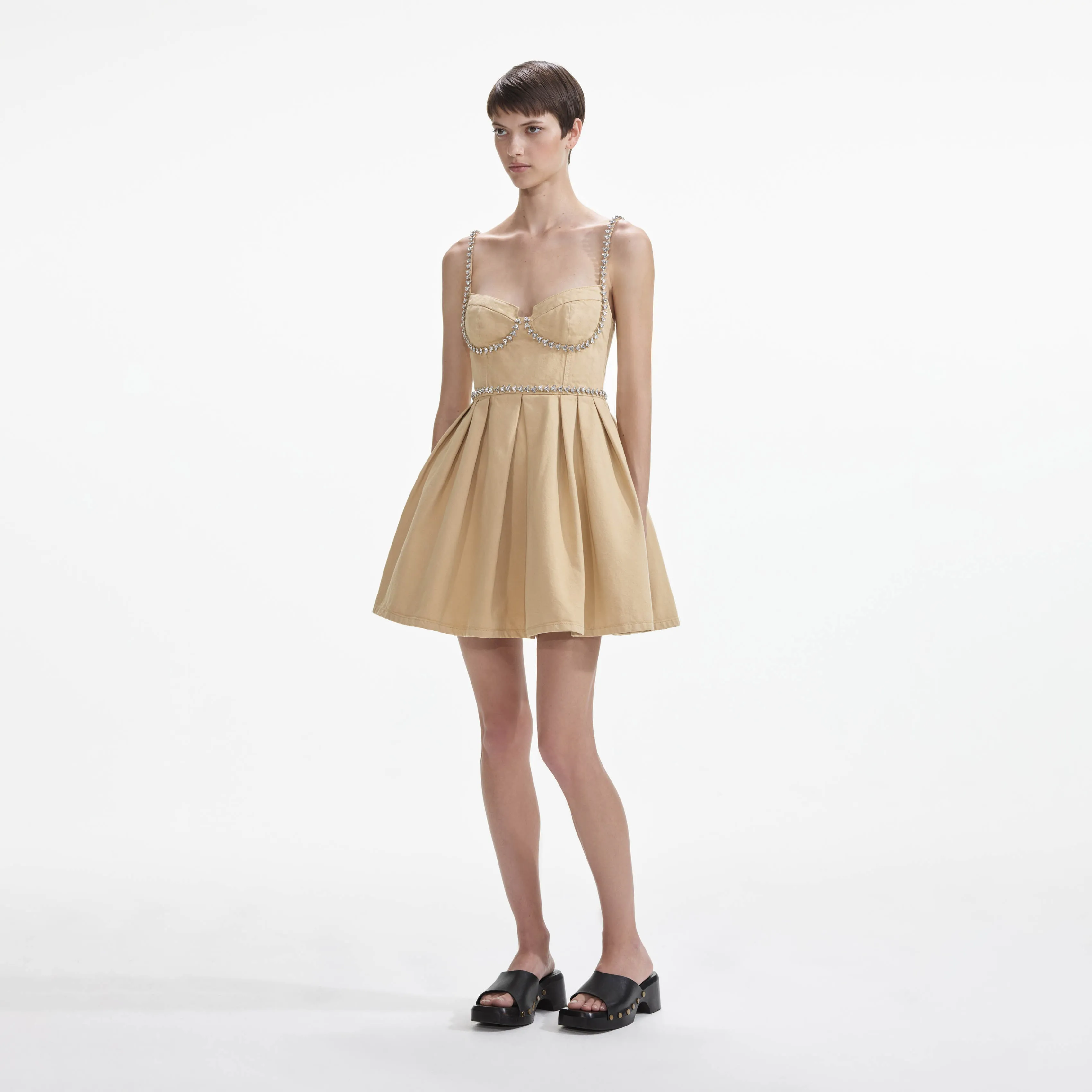 Beige Diamante Denim Mini Dress sold by Self-Portrait product image thumbnail 2