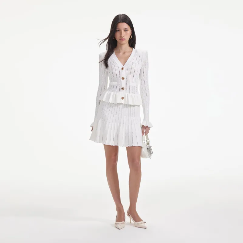 White Knit Peplum Mini Dress made by Self-Portrait