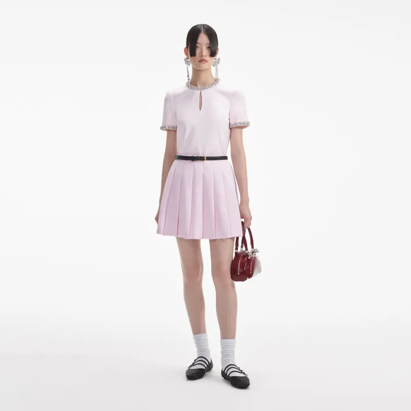 Pink Satin Mini Skirt made by Self-Portrait