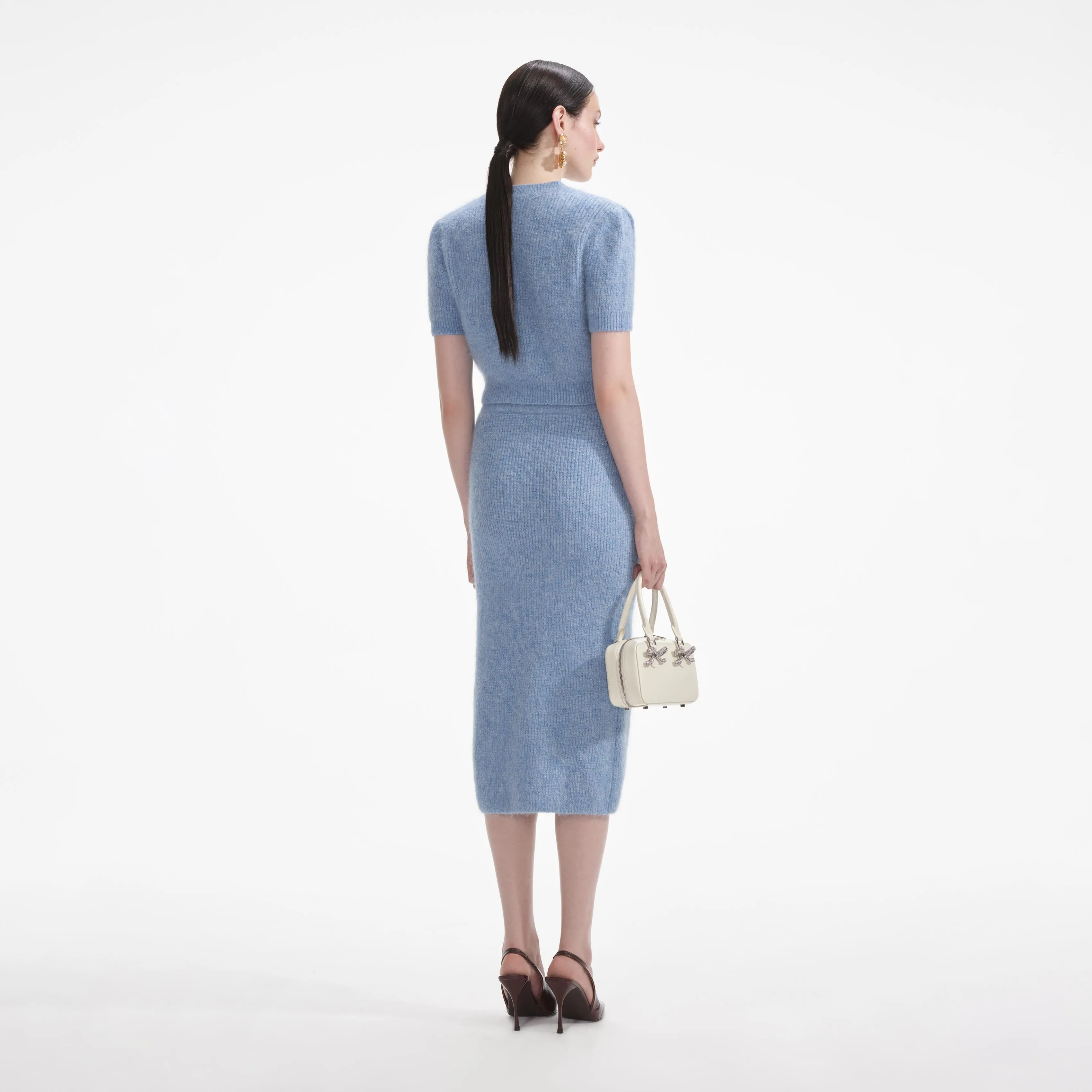 Blue Soft Knit Midi Skirt sold by Self-Portrait product image thumbnail 3