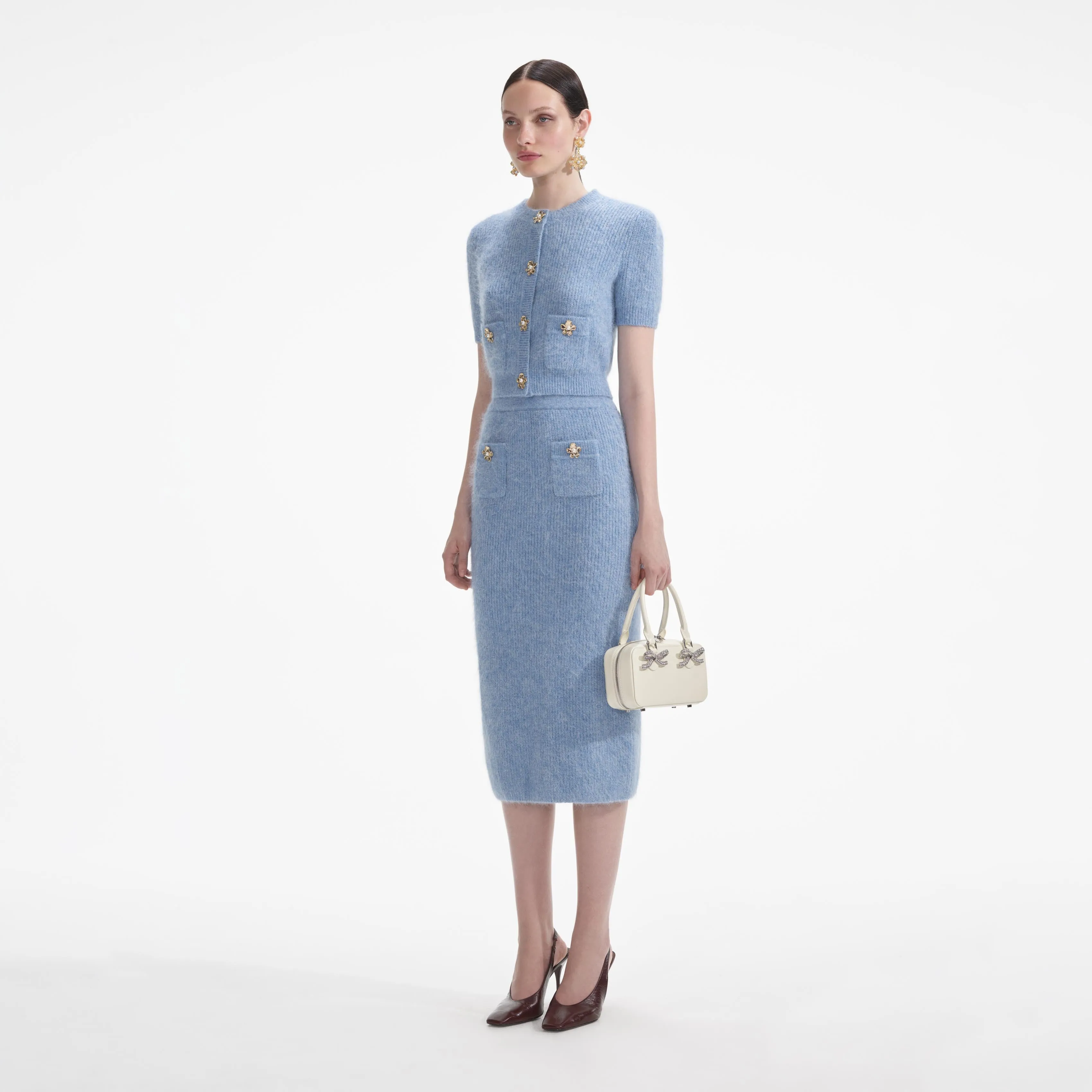Blue Soft Knit Midi Skirt sold by Self-Portrait product image thumbnail 2