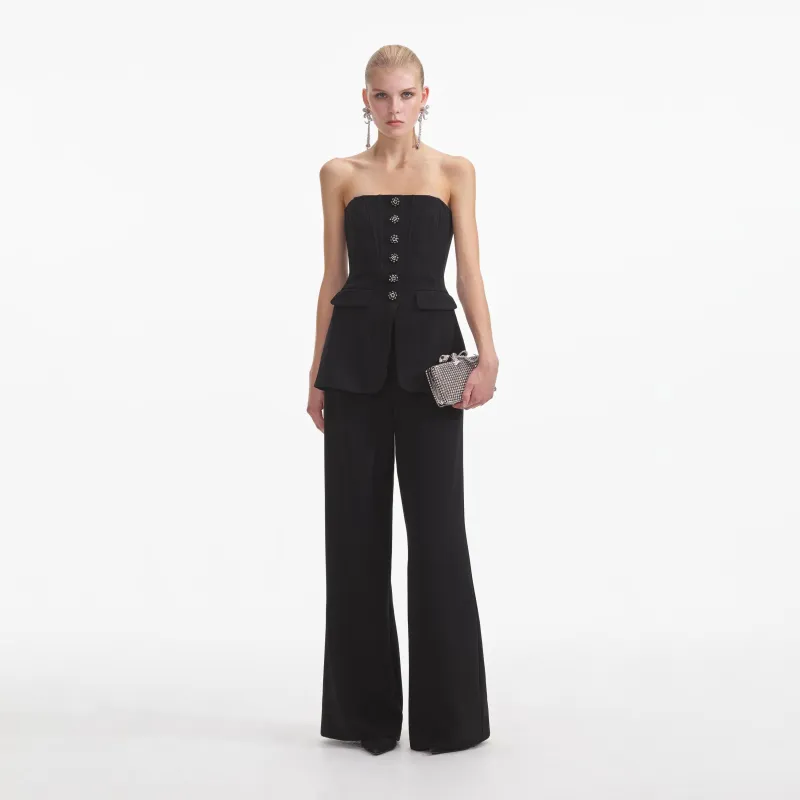Black Bandeau Crepe Jumpsuit made by Self-Portrait