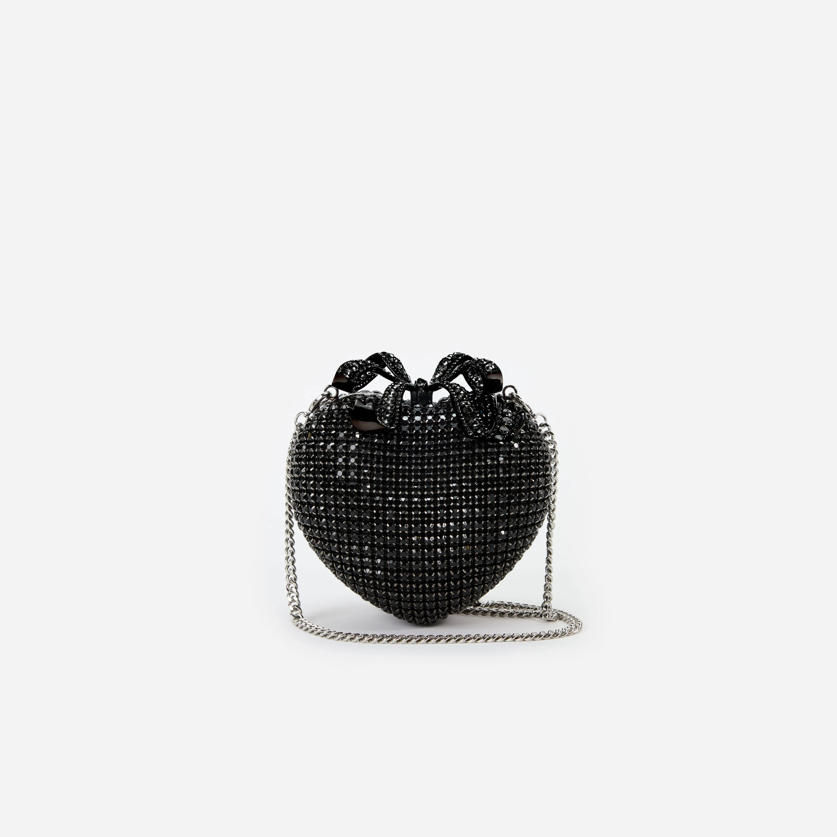 Black Crystal Heart Clutch sold by Self-Portrait product image thumbnail 4