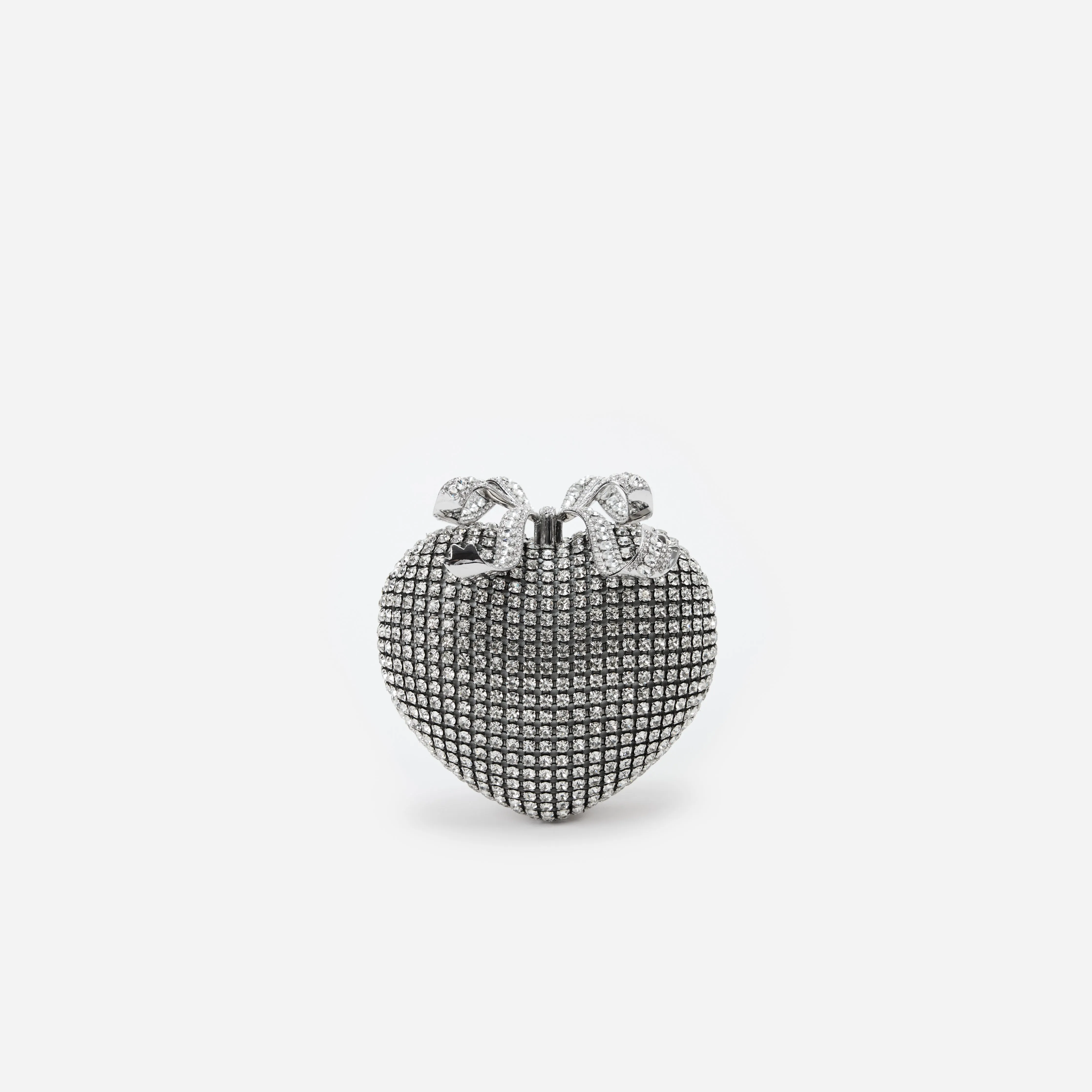Silver Crystal Heart Clutch sold by Self-Portrait