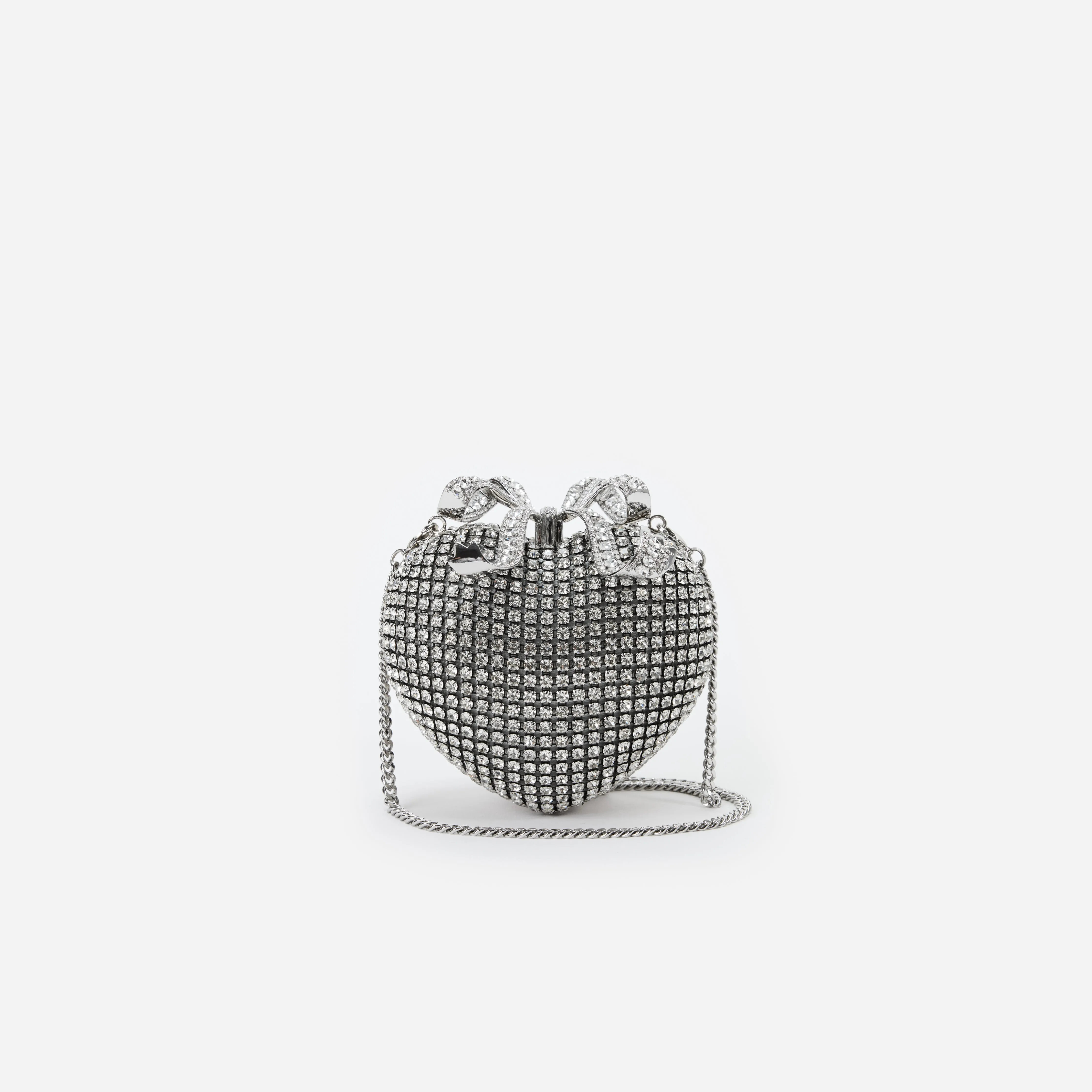 Silver Crystal Heart Clutch sold by Self-Portrait product image thumbnail 4