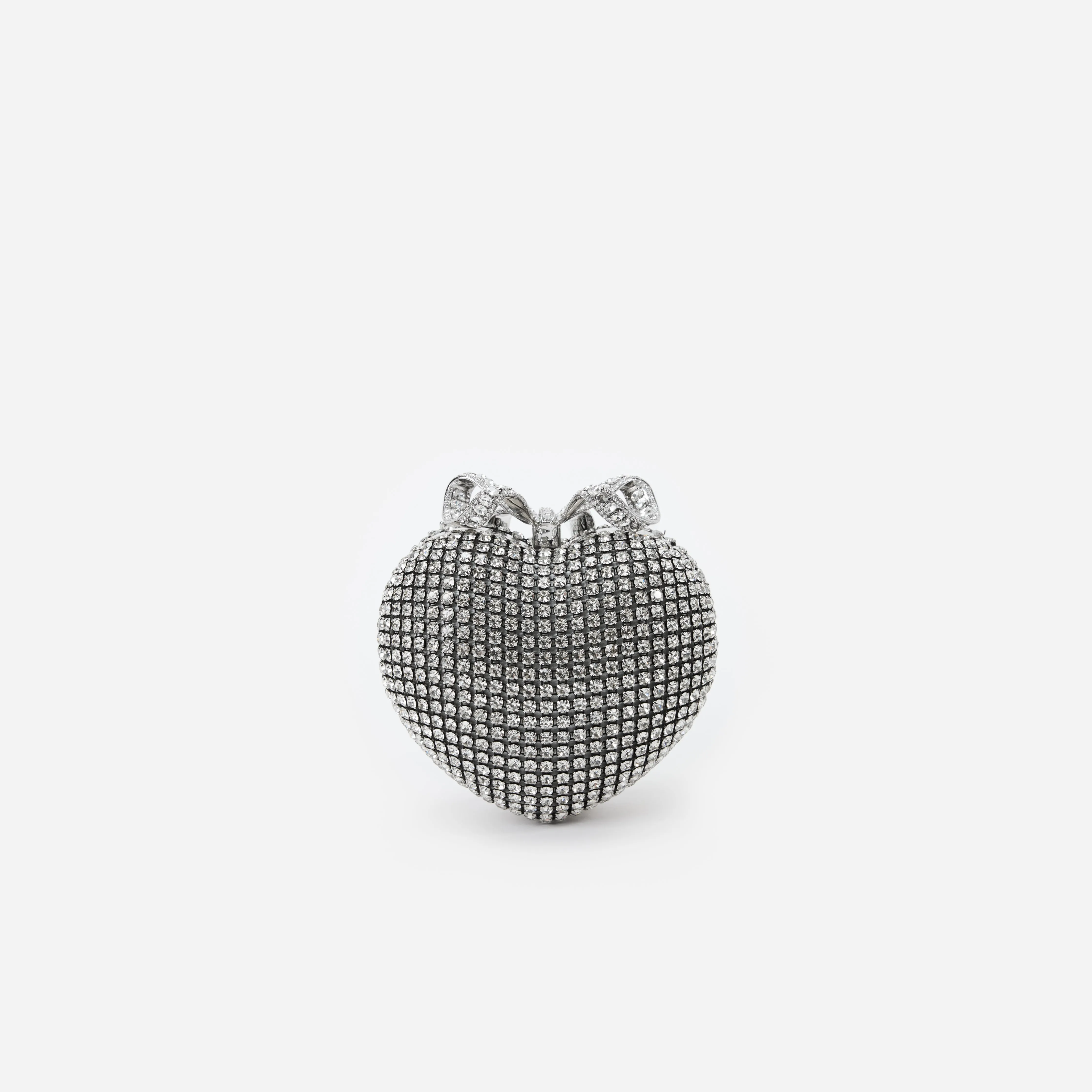 Silver Crystal Heart Clutch sold by Self-Portrait product image thumbnail 3