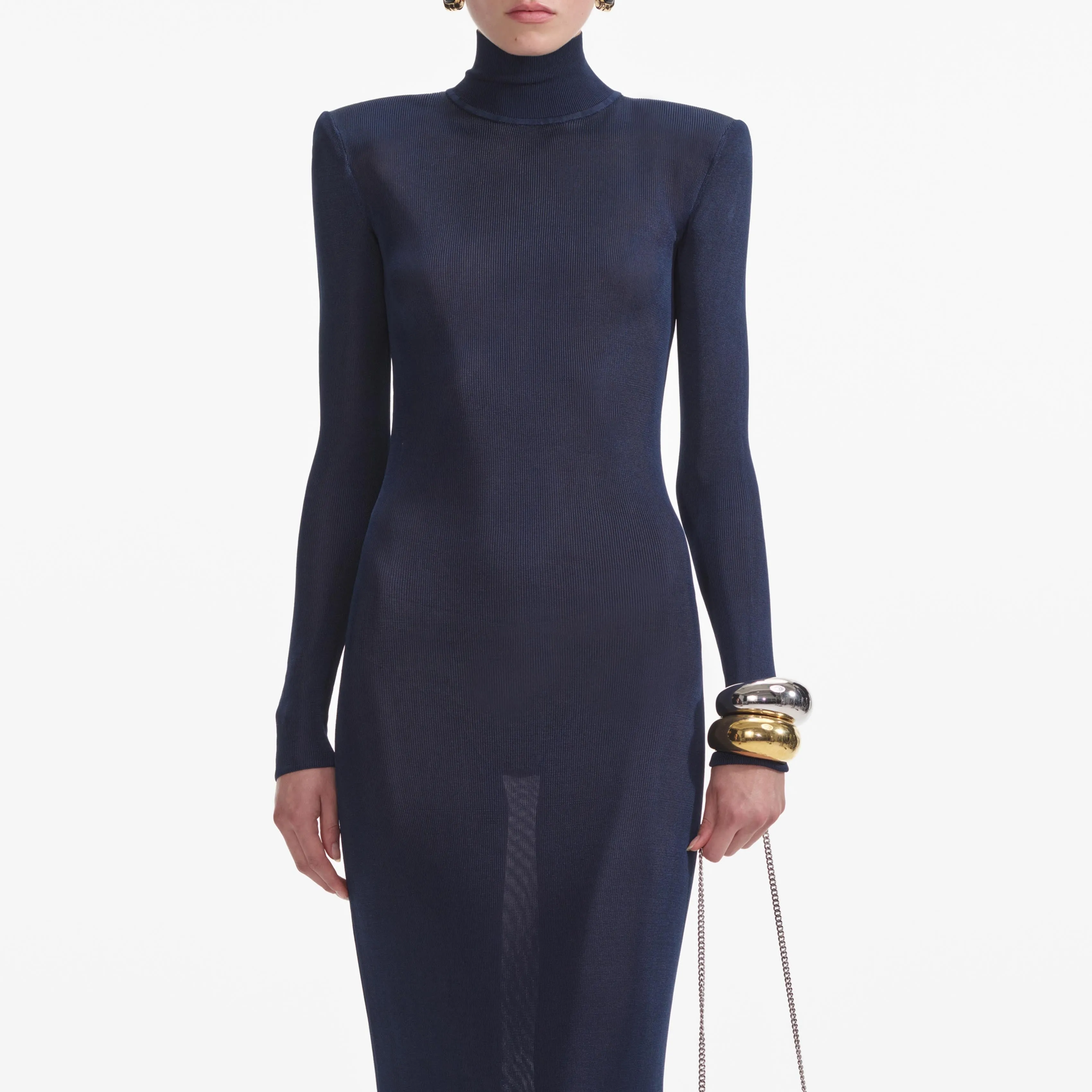 Navy Viscose Knit Maxi Dress sold by Self-Portrait product image thumbnail 4
