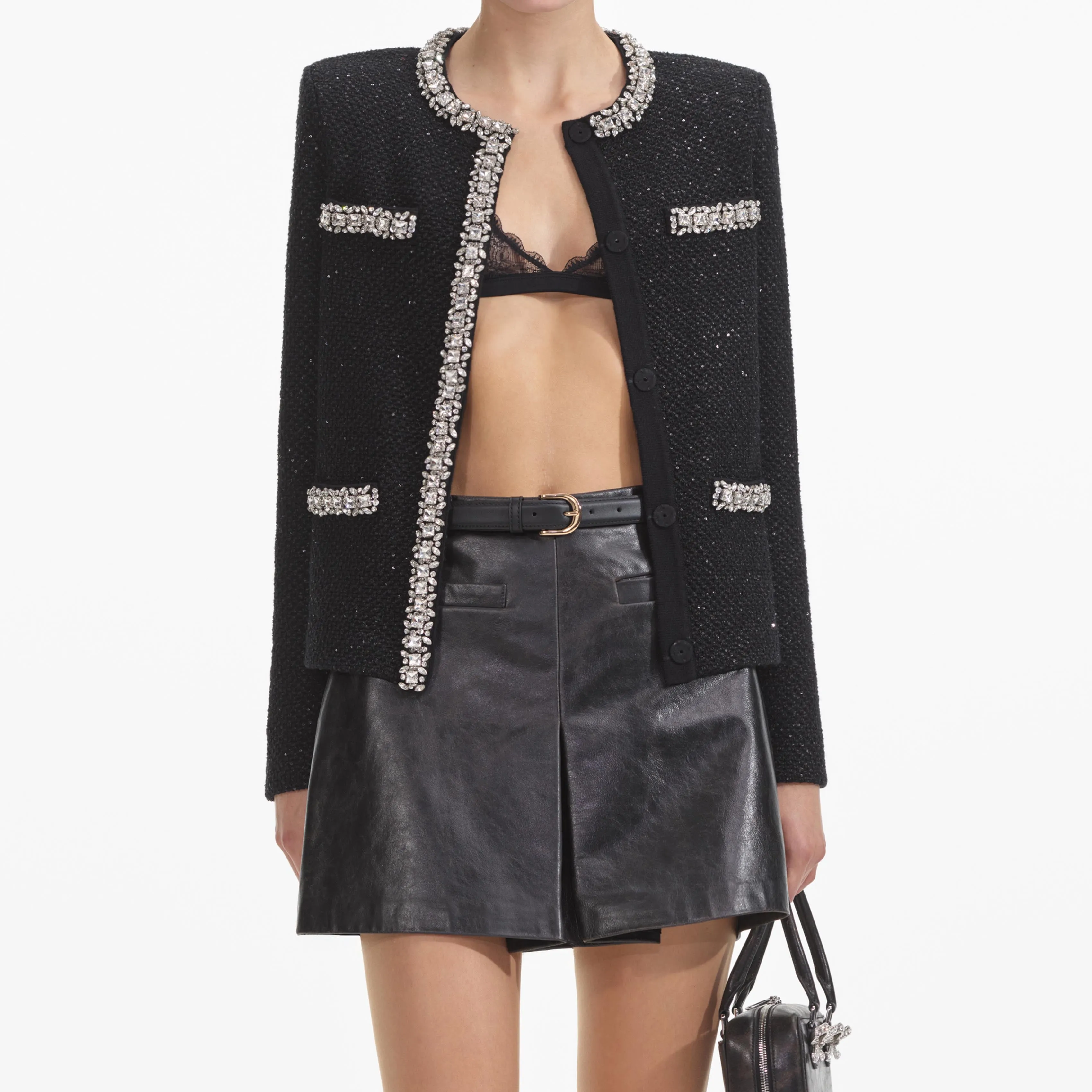 Black Sequin Knit Cardigan sold by Self-Portrait product image thumbnail 4