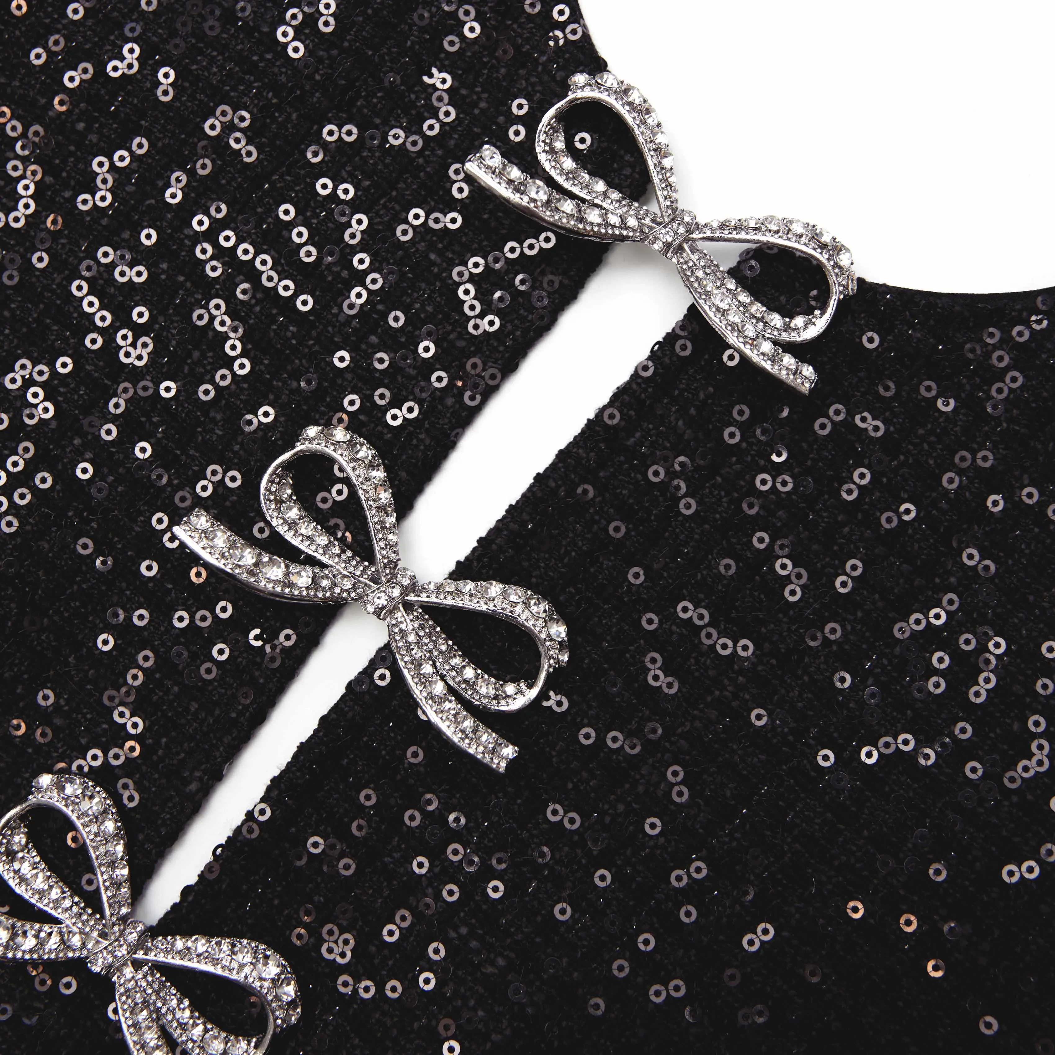 Black Boucle Bow Mini Dress sold by Self-Portrait product image thumbnail 5