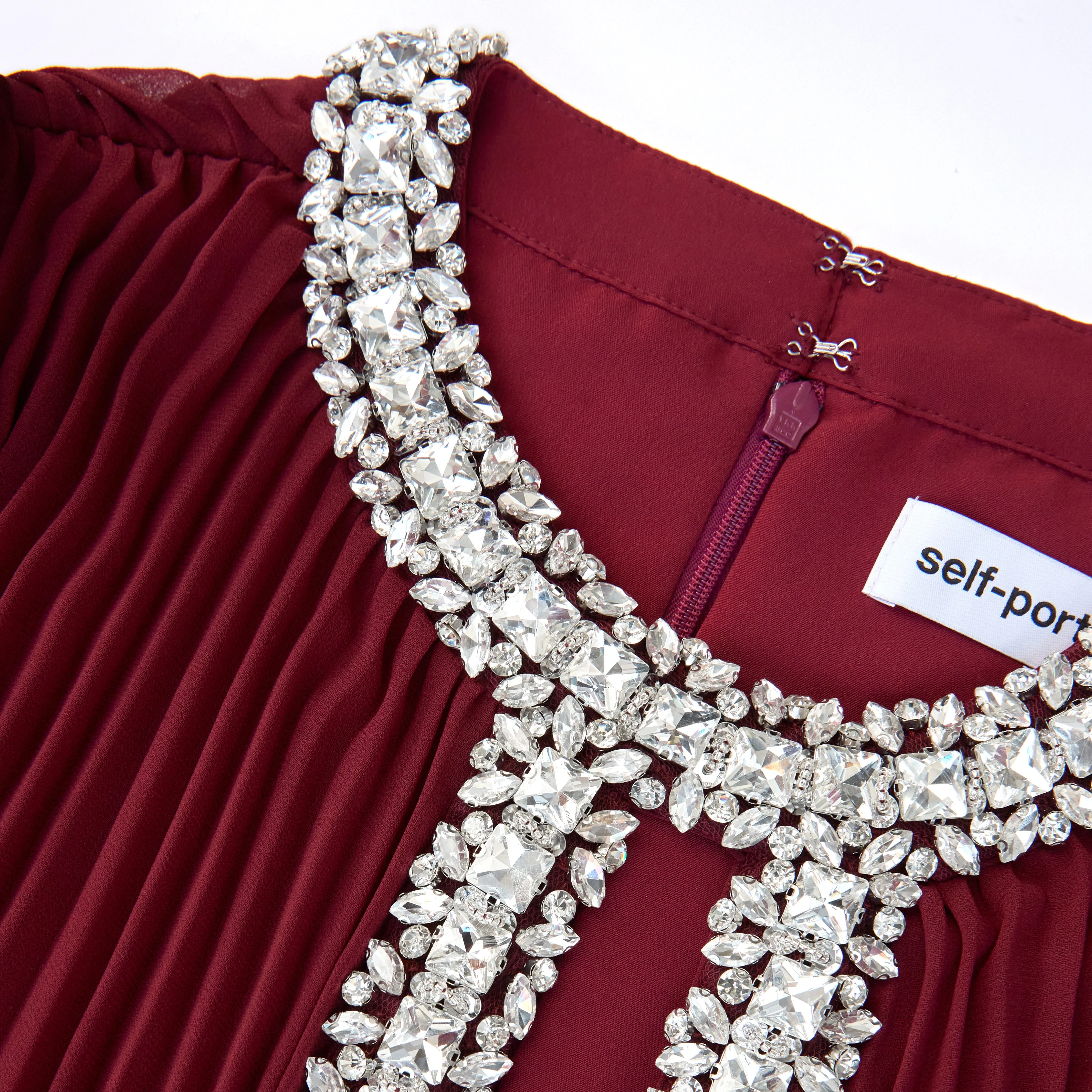 Burgundy Chiffon Feather Midi Dress sold by Self-Portrait product image thumbnail 5