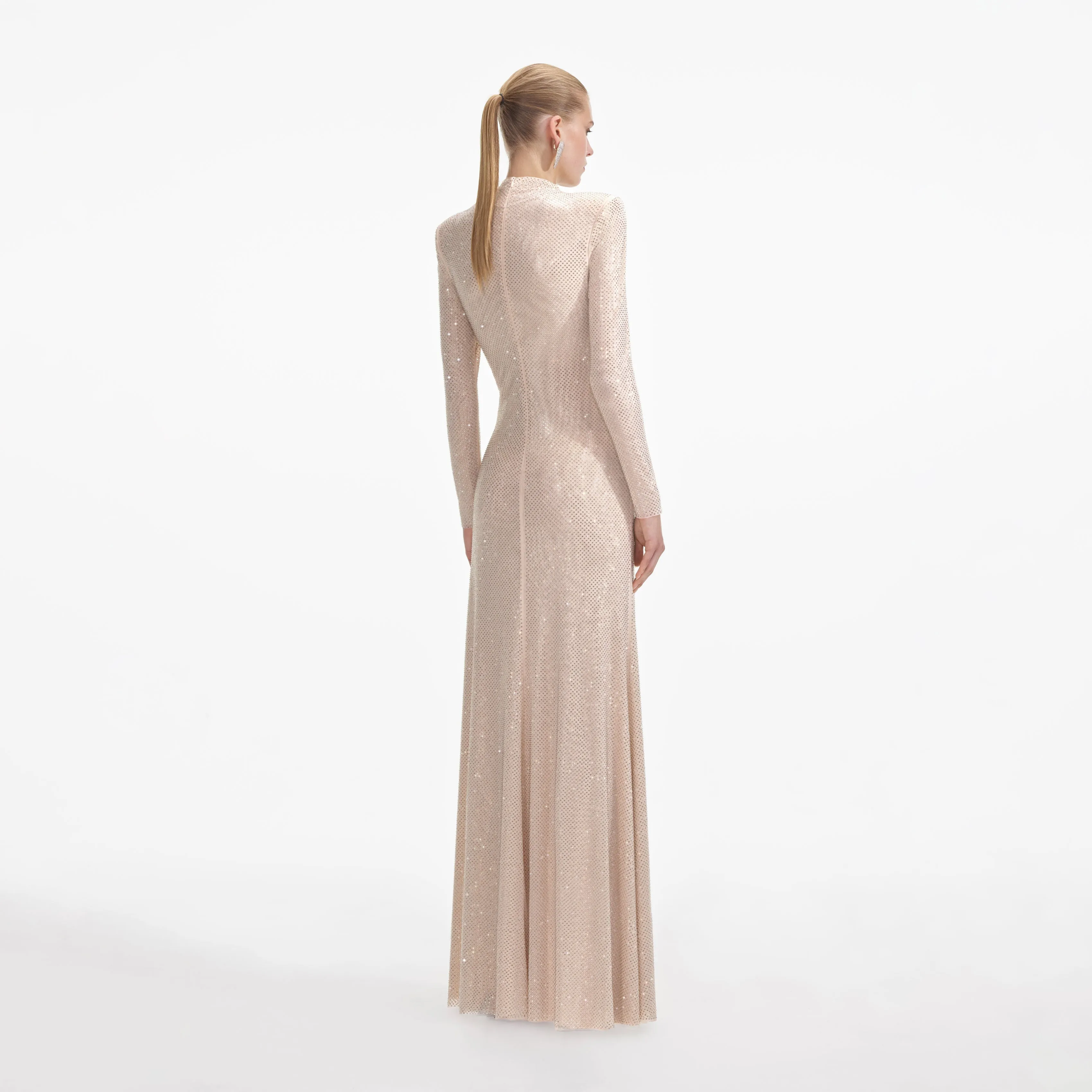 Gold Rhinestone Mesh Cut Out Maxi Dress sold by Self-Portrait product image thumbnail 3