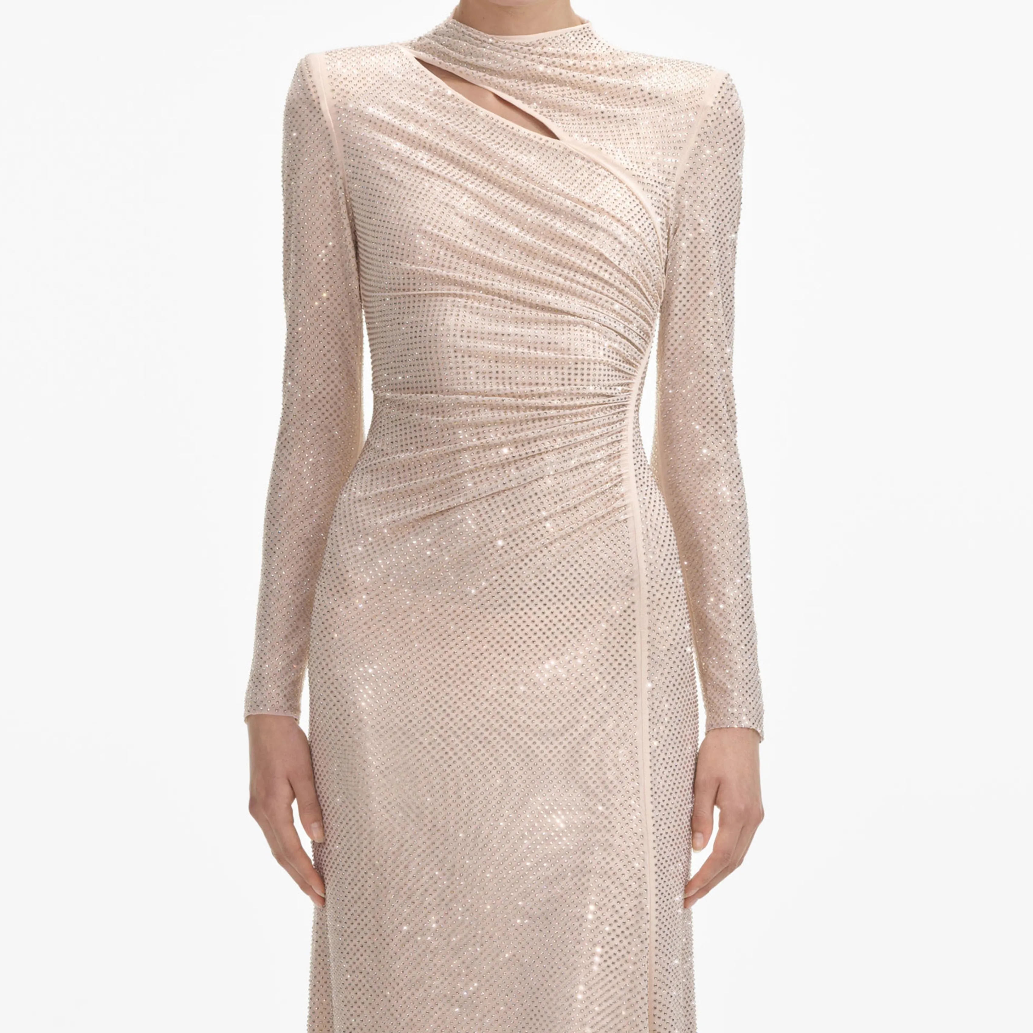 Gold Rhinestone Mesh Cut Out Maxi Dress sold by Self-Portrait product image thumbnail 4