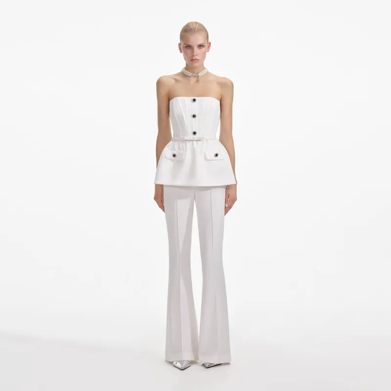 White Stretch Crepe Jumpsuit made by Self-Portrait