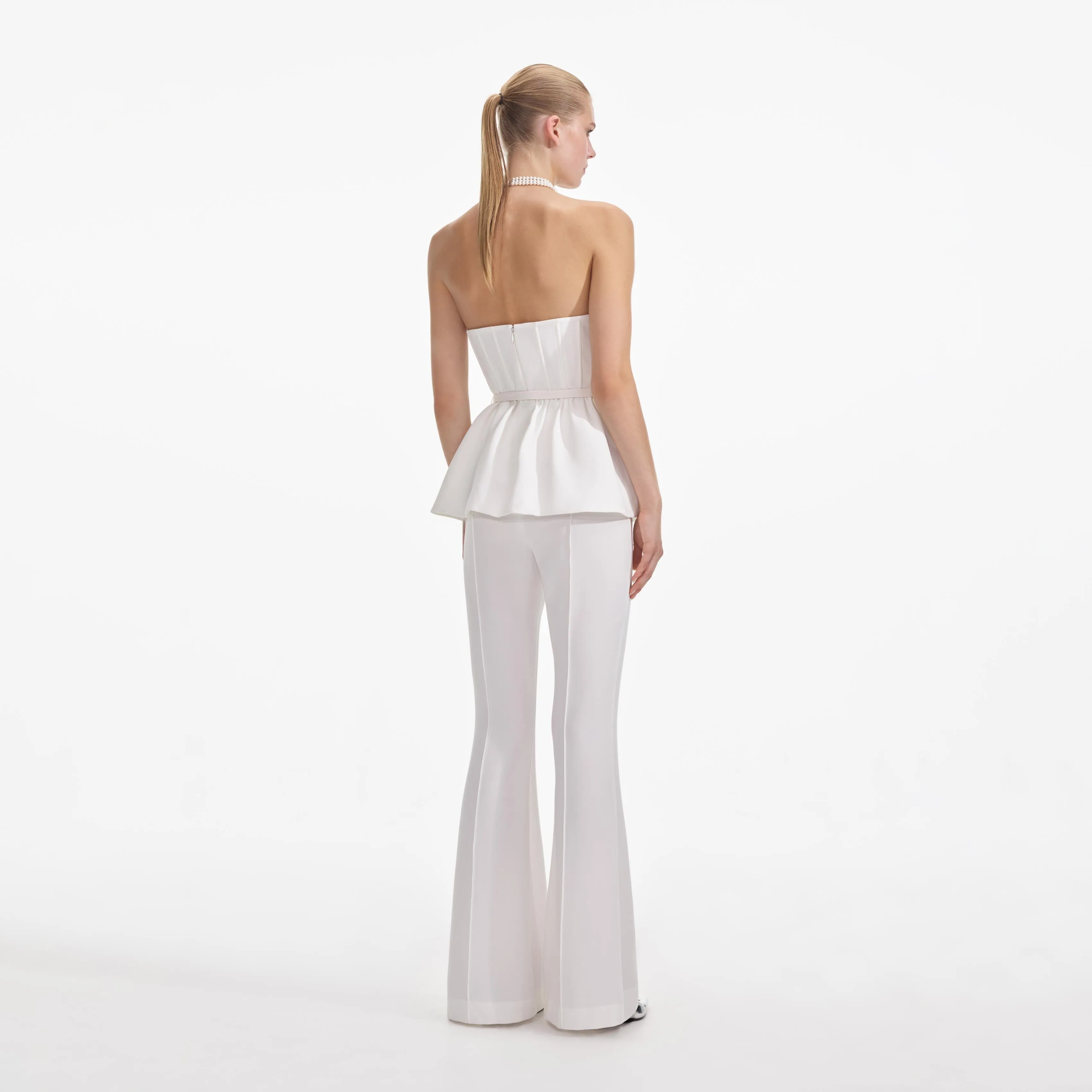 White Stretch Crepe Jumpsuit sold by Self-Portrait product image thumbnail 3