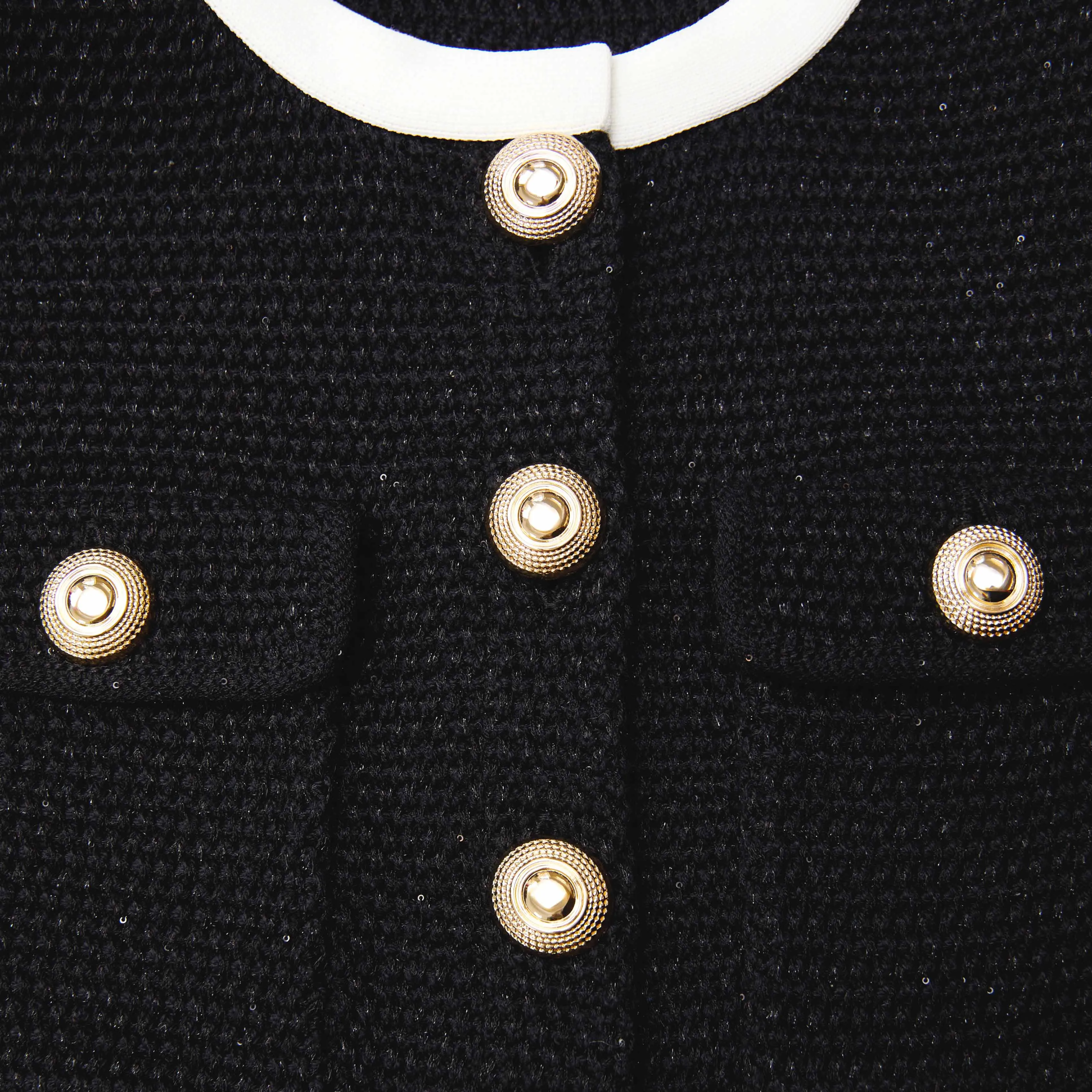 Black Knit Contrast Collar Mini Dress sold by Self-Portrait product image thumbnail 5