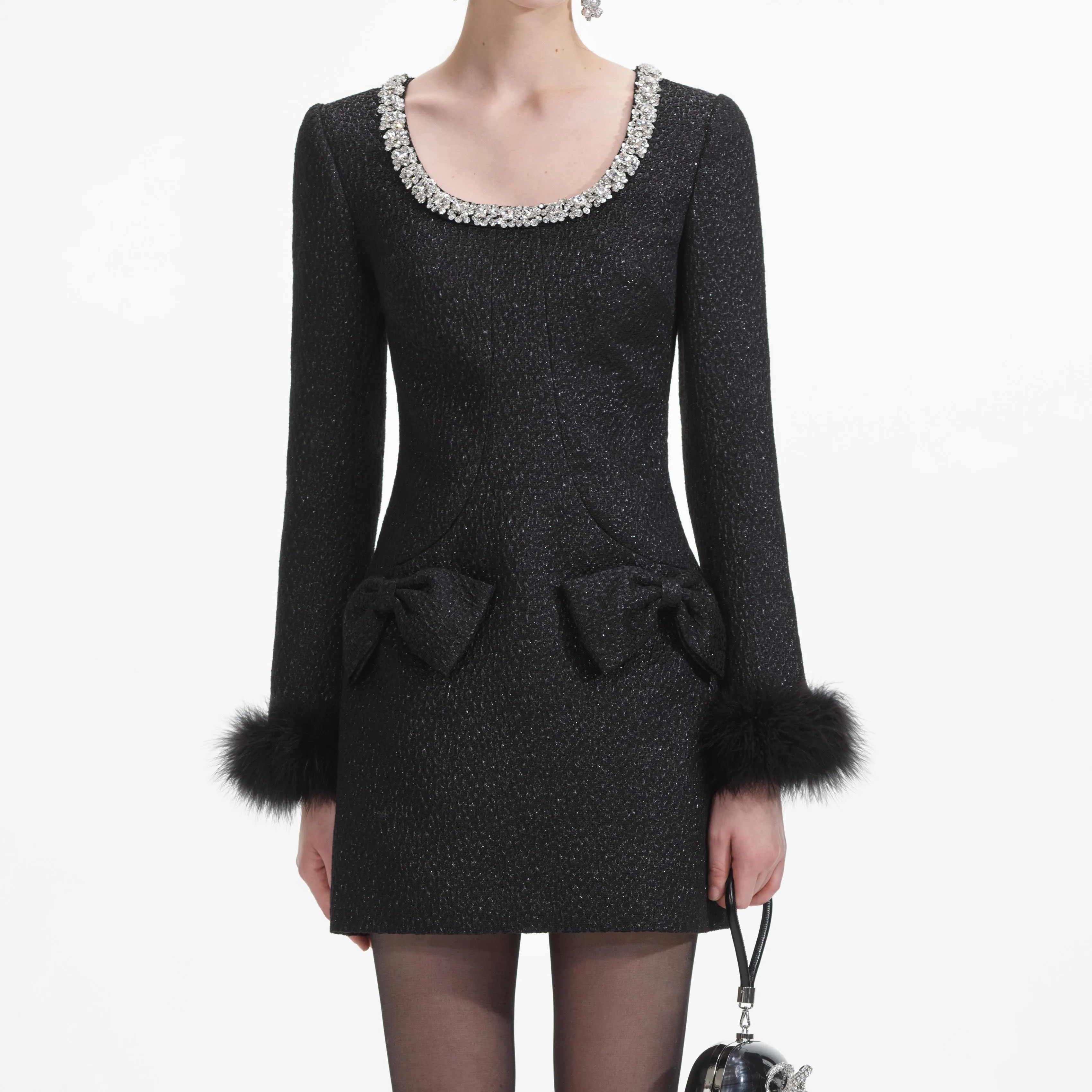 Black Textured Metallic Mini Dress sold by Self-Portrait product image thumbnail 4