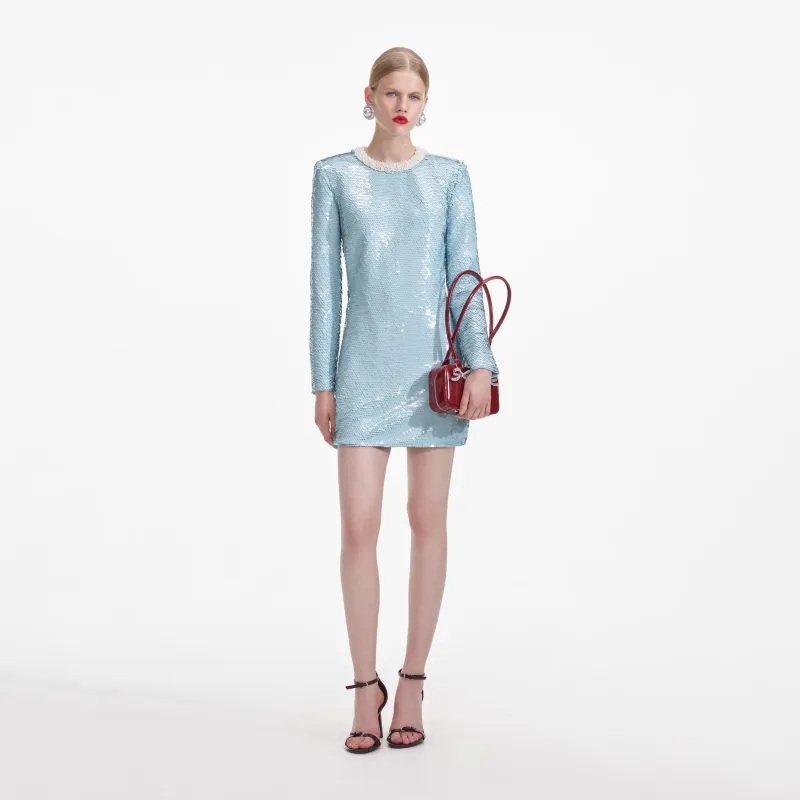 Blue Sequin Mini Dress made by Self-Portrait