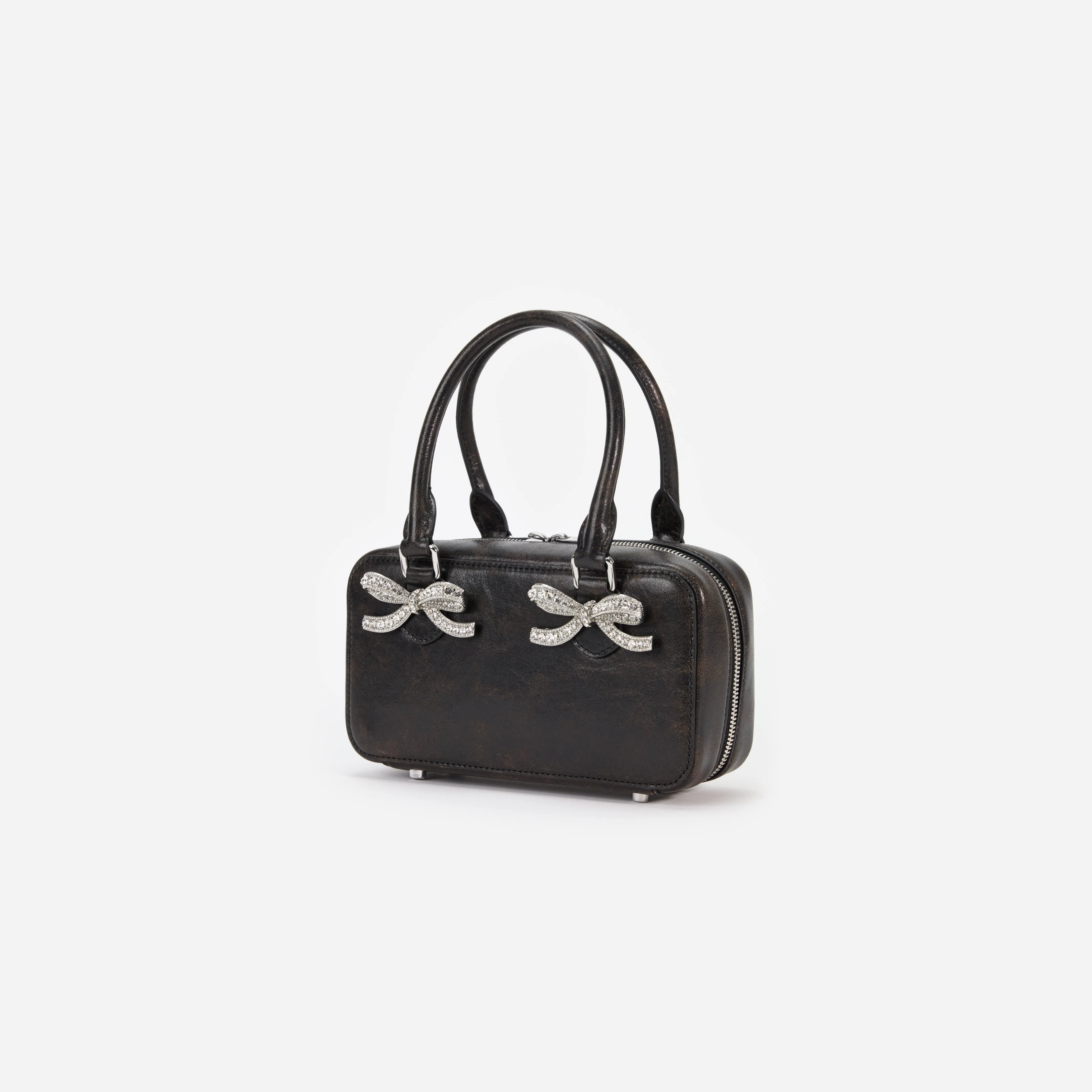 Black Distressed Leather Mini Tote Bag sold by Self-Portrait product image thumbnail 2