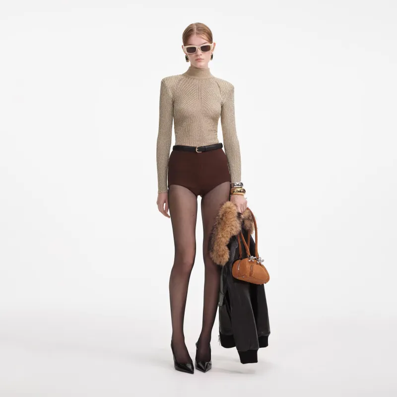 Gold Lurex Knit Top made by Self-Portrait