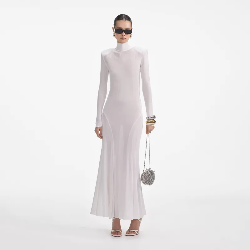 White Viscose Knit Maxi Dress made by Self-Portrait