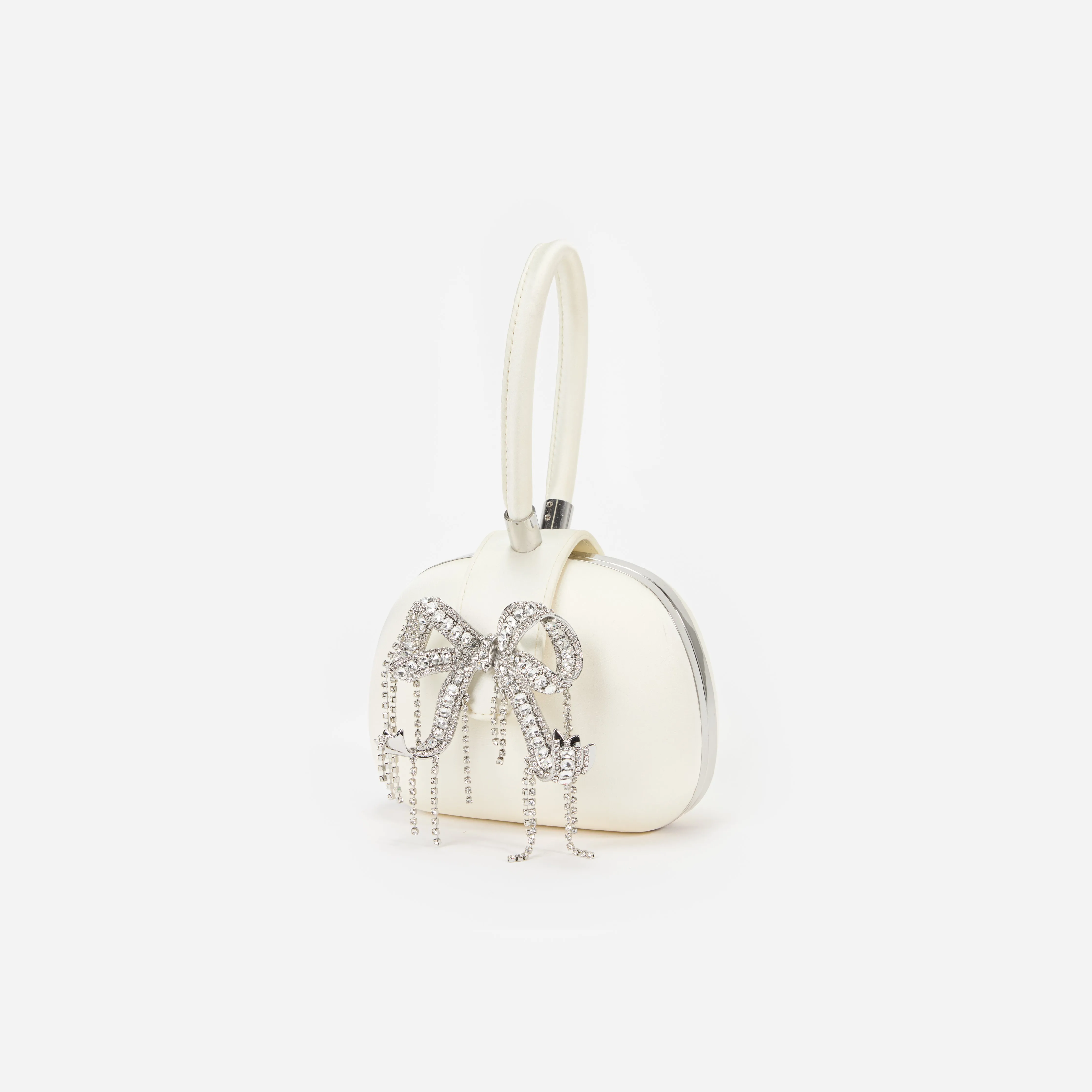 Cream Satin Top Handle Clutch Bag sold by Self-Portrait product image thumbnail 2
