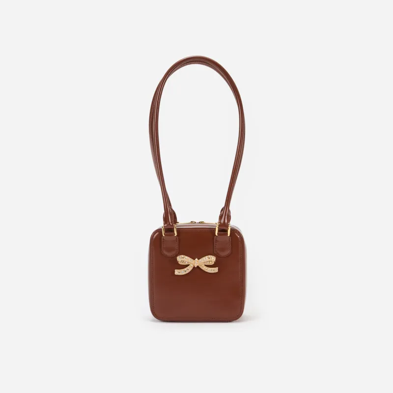 Brown Leather Square Shoulder Bag made by Self-Portrait